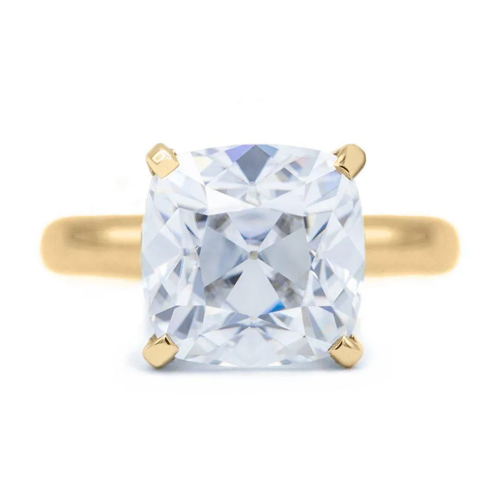 Cushion Old Mine Cut (OMC) Heirloom Moissanite 4 Prongs FANCY Solitaire Ring