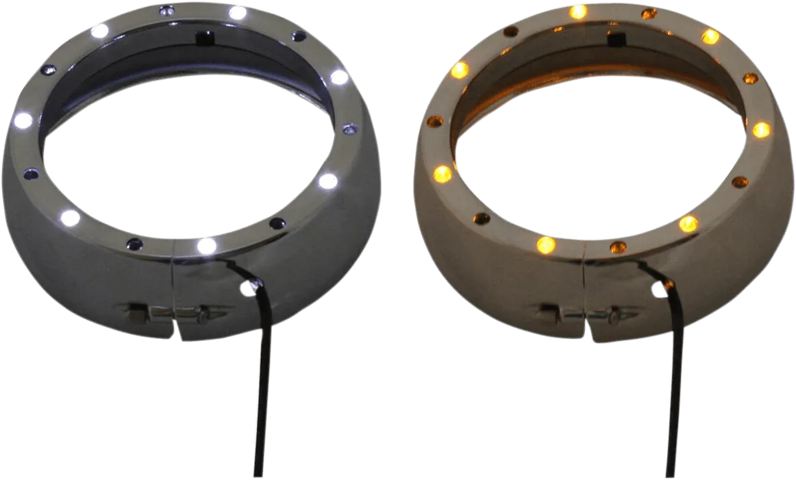 Custom Dynamics CDTB-45TR-1C Passing Lamp Trim Rings with White DRL and LED Turn Signals - Chrome
