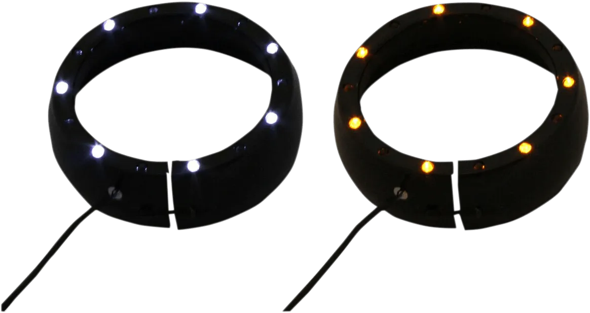 Custom Dynamics CDTB-45TR-2B Passing Lamp Trim Rings with White DRL and LED Turn Signals - Black