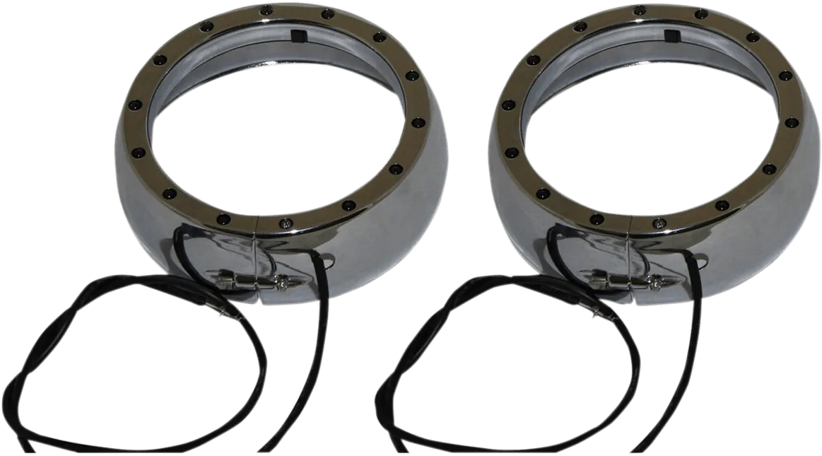 Custom Dynamics CDTB-45TR-2B Passing Lamp Trim Rings with White DRL and LED Turn Signals - Black