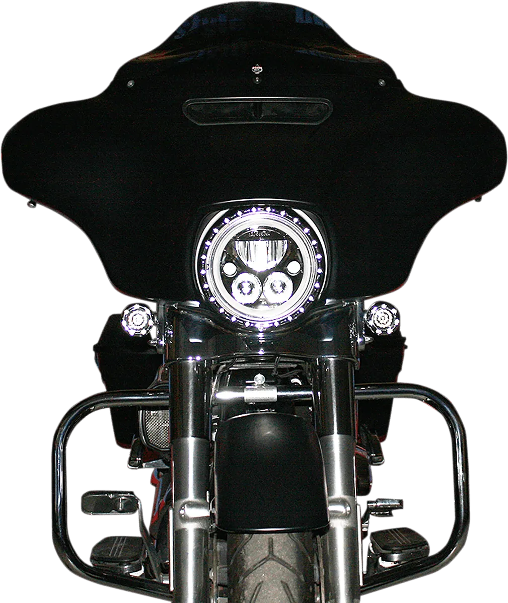 Custom Dynamics CDTB-BAT-W-B 7in. LED Halo Headlight Trim Rings with Built-In Turn Signals - Gloss Black/White