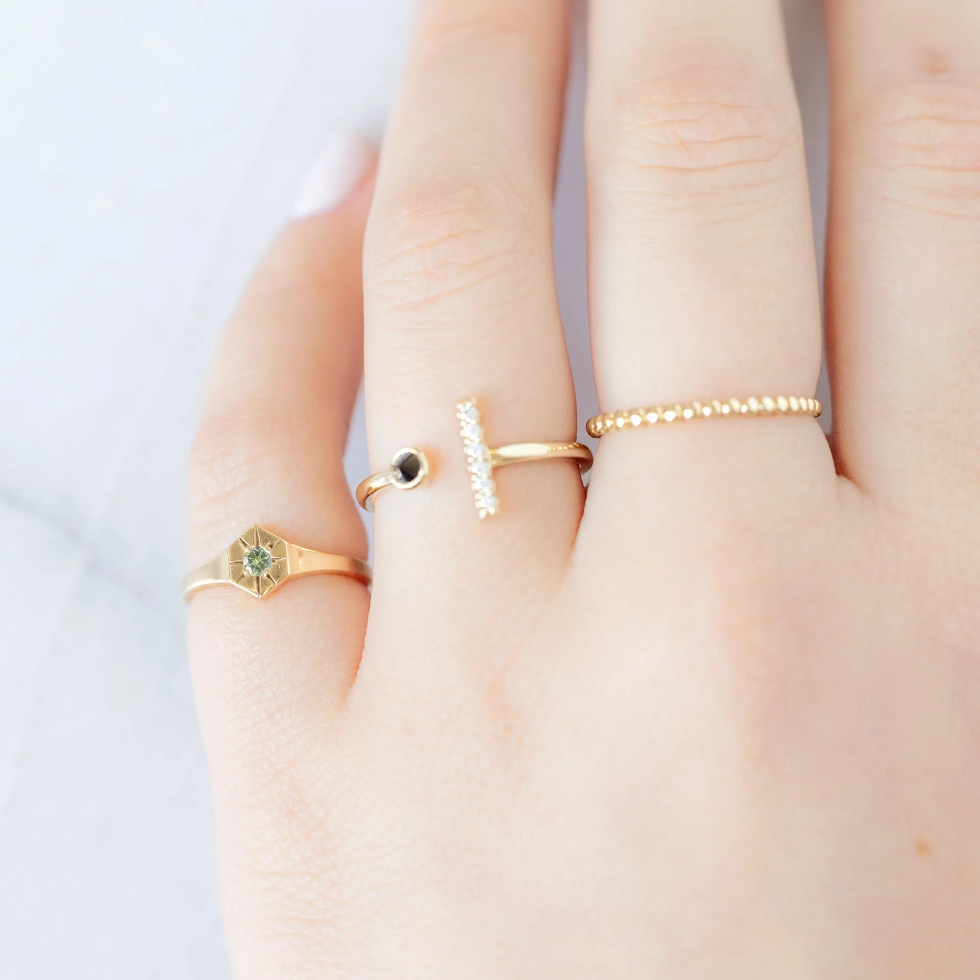 Custom Peridot Birthstone Signet Ring | 10K Yellow Gold