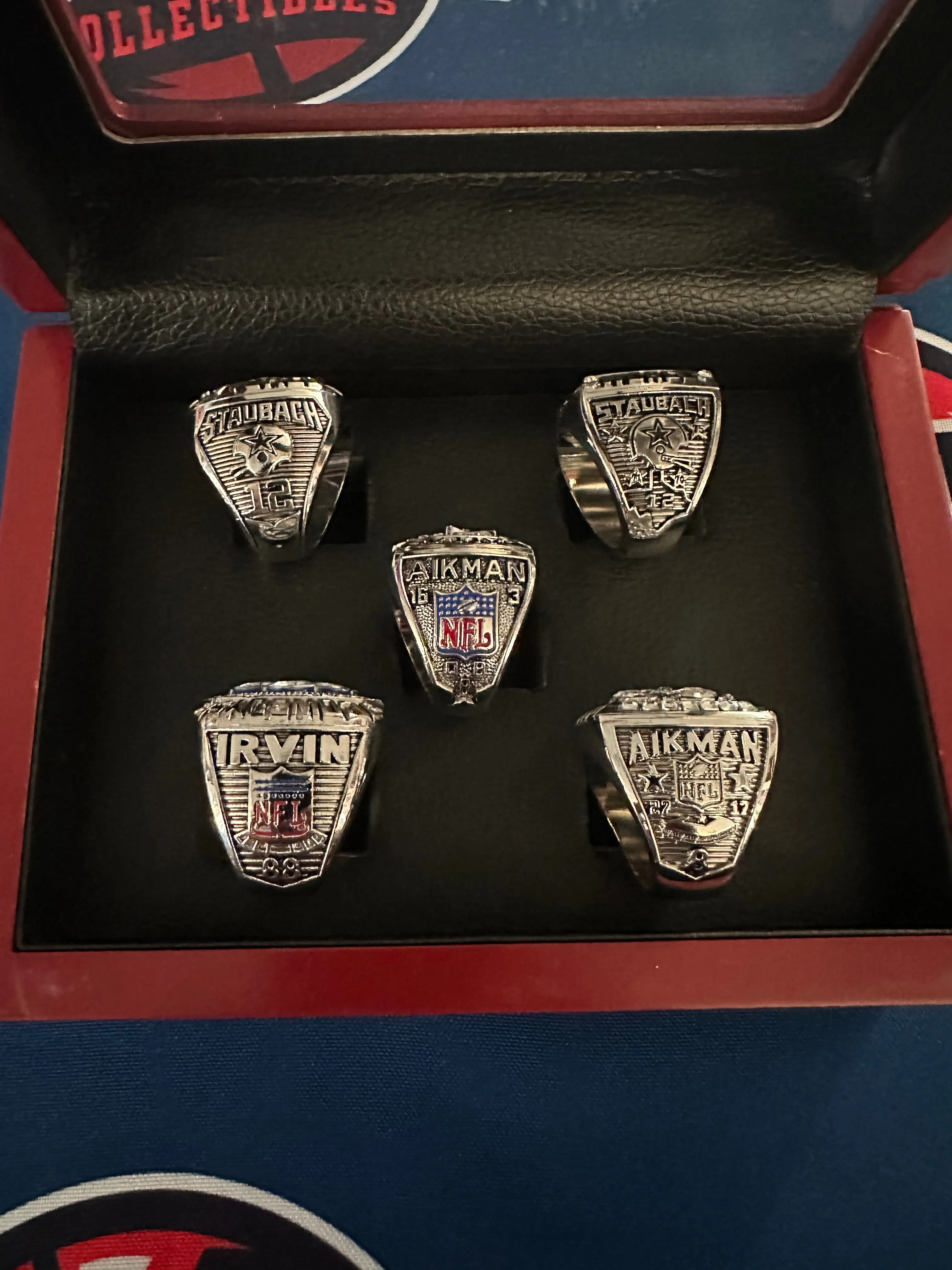 Dallas Cowboys 5pc Replica Super Bowl Ring Set w/ Display Box