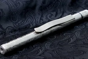Damsacus pen light, stainless damascus Damasteel flash light