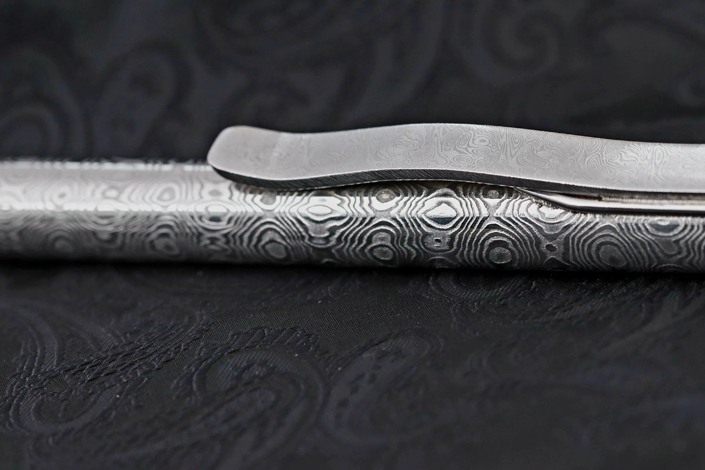 Damsacus pen light, stainless damascus Damasteel flash light