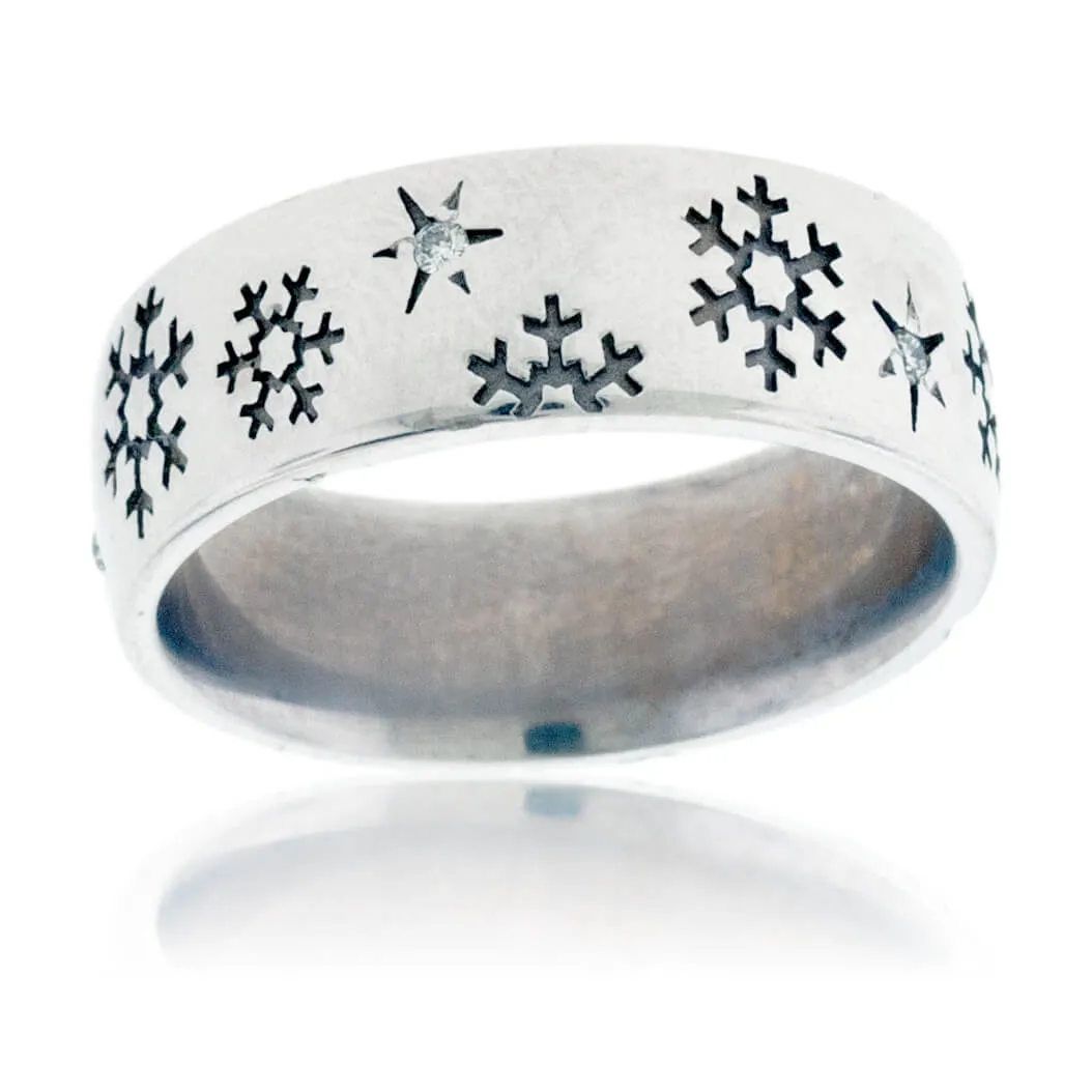 Diamond Accented Snowflake Band