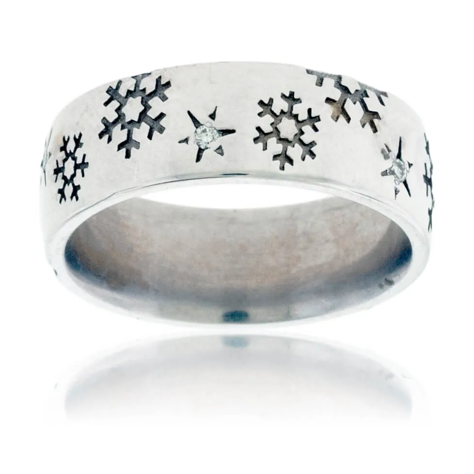 Diamond Accented Snowflake Band
