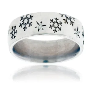 Diamond Accented Snowflake Band