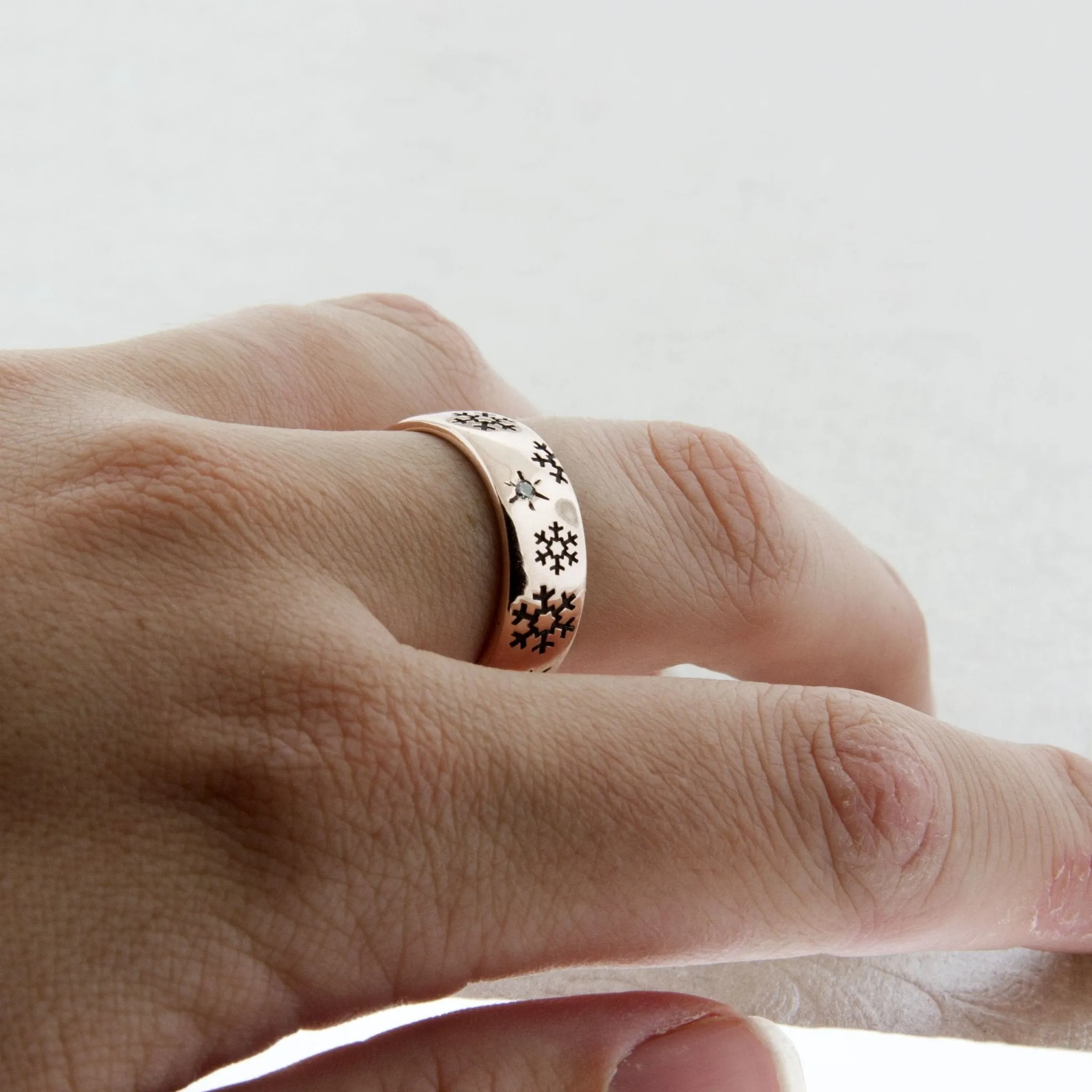 Diamond Accented Snowflake Band