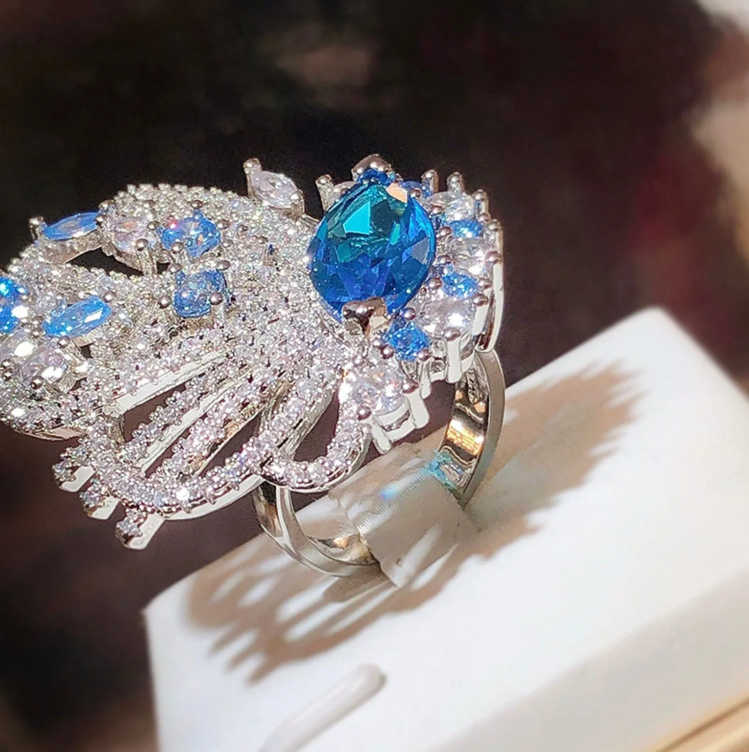Diamond Butterfly Ring | Butterfly Ring | Womens Diamond Ring | Womens Butterfly Ring | Blue Diamond Ring | Baguette Ring | Charm Ring