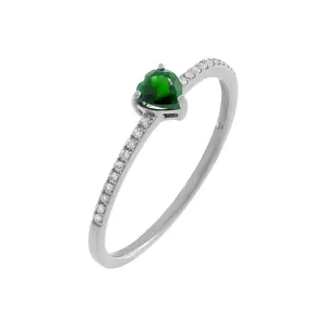 Diamond Pavé x Emerald Heart Ring 14K