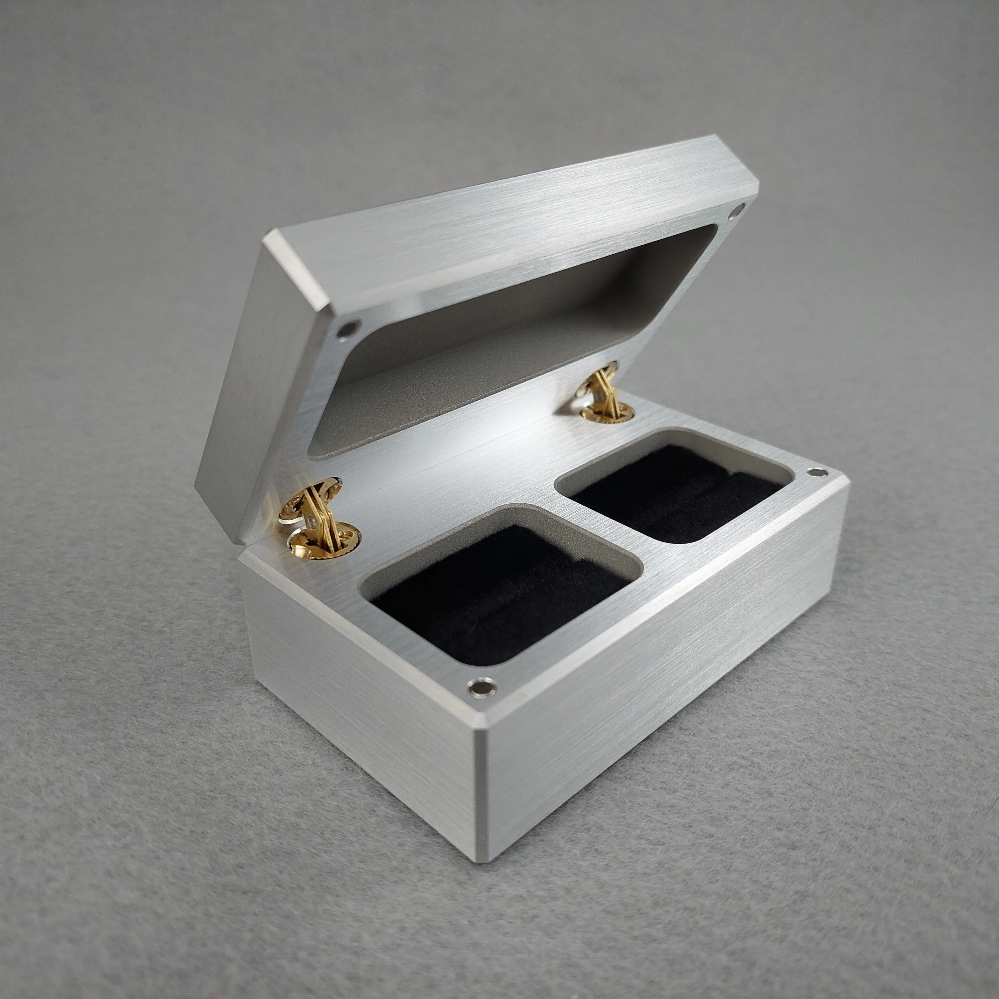 Dual Classic Solid Metal Ring Bearer Box