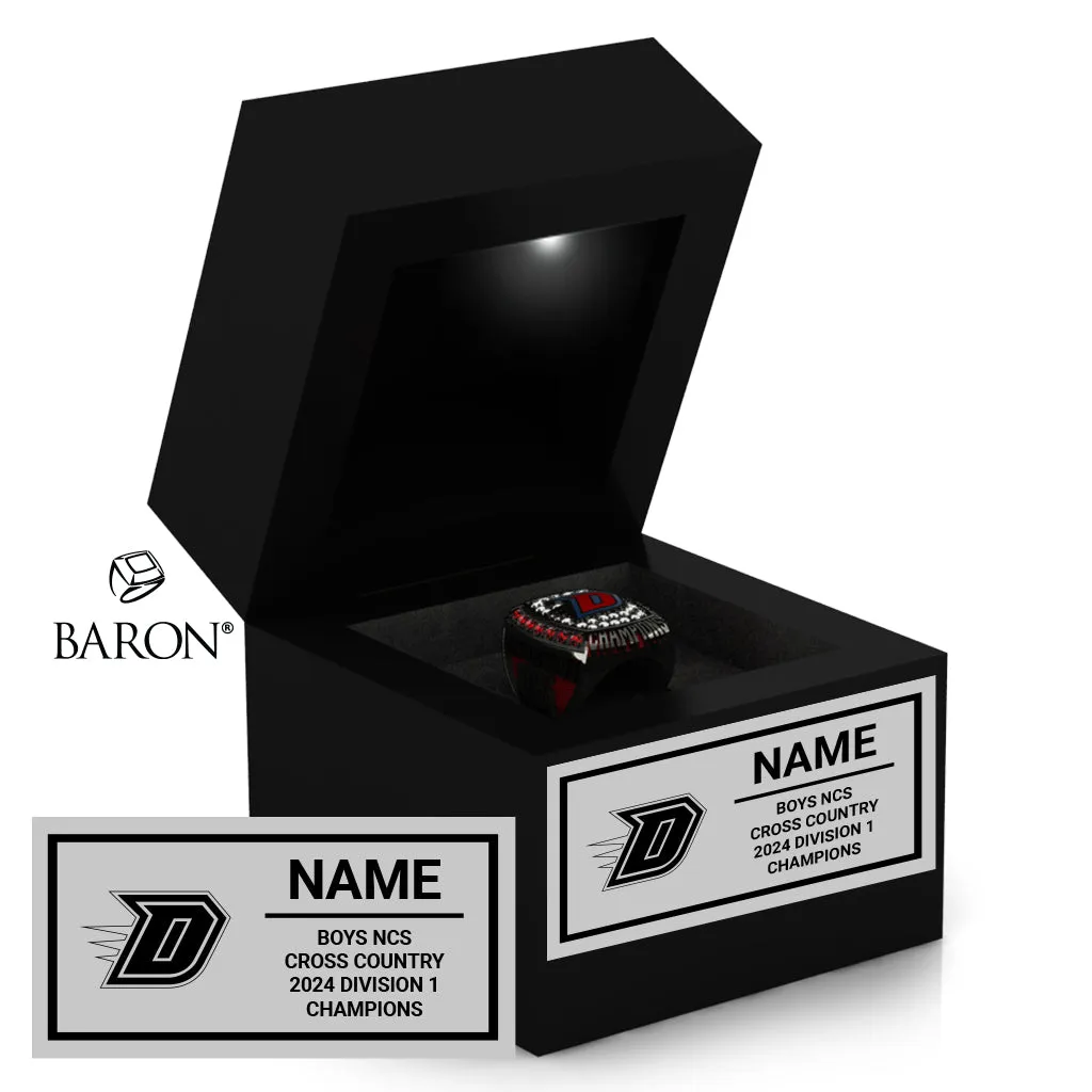 Dublin High School Cross Country 2024 Championship Black LED Ring Box