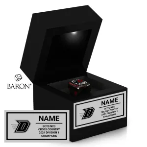 Dublin High School Cross Country 2024 Championship Black LED Ring Box