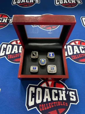 Duke Mens basketball 5pc Replica National Championship Ring Set w/ Display Box