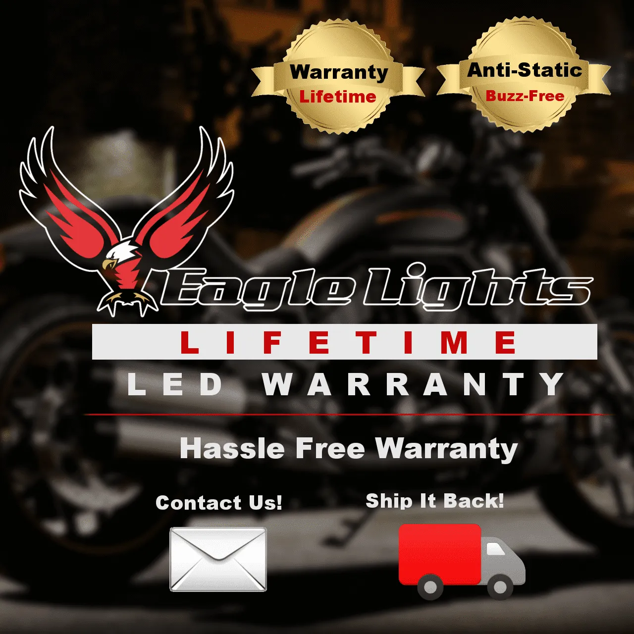 Eagle Lights 2” LED Turn Signal and Running Light Kit for Harley Davidson Motorcycles- Generation I / 1157 Front / 1156 Red Rear