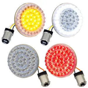 Eagle Lights 2” LED Turn Signal and Running Light Kit for Harley Davidson Motorcycles- Generation I / 1157 Front / 1156 Red Rear