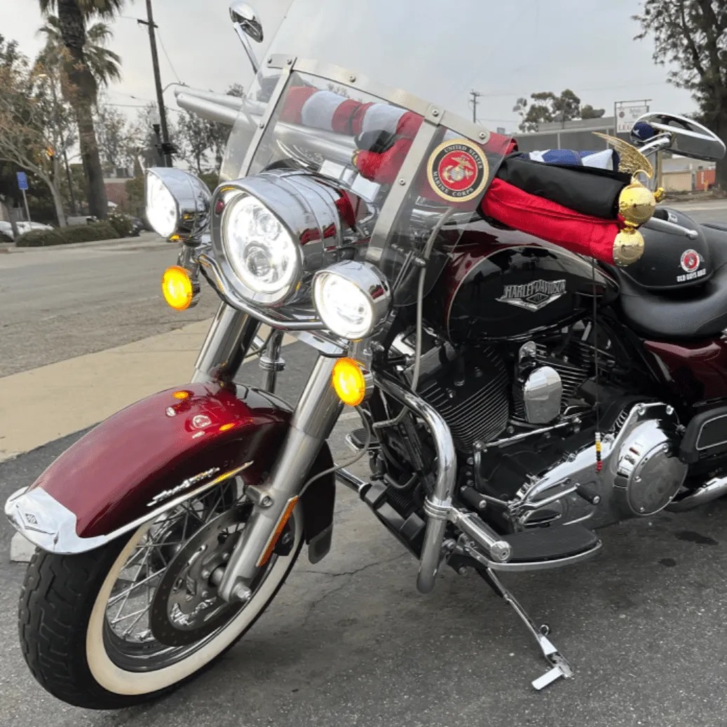 Eagle Lights 7" LED Headlight and 4.5" LED Passing Light Kit with Halo Rings for Harley & Indian Motorcycles - Generation II / Chrome / Halo Ring