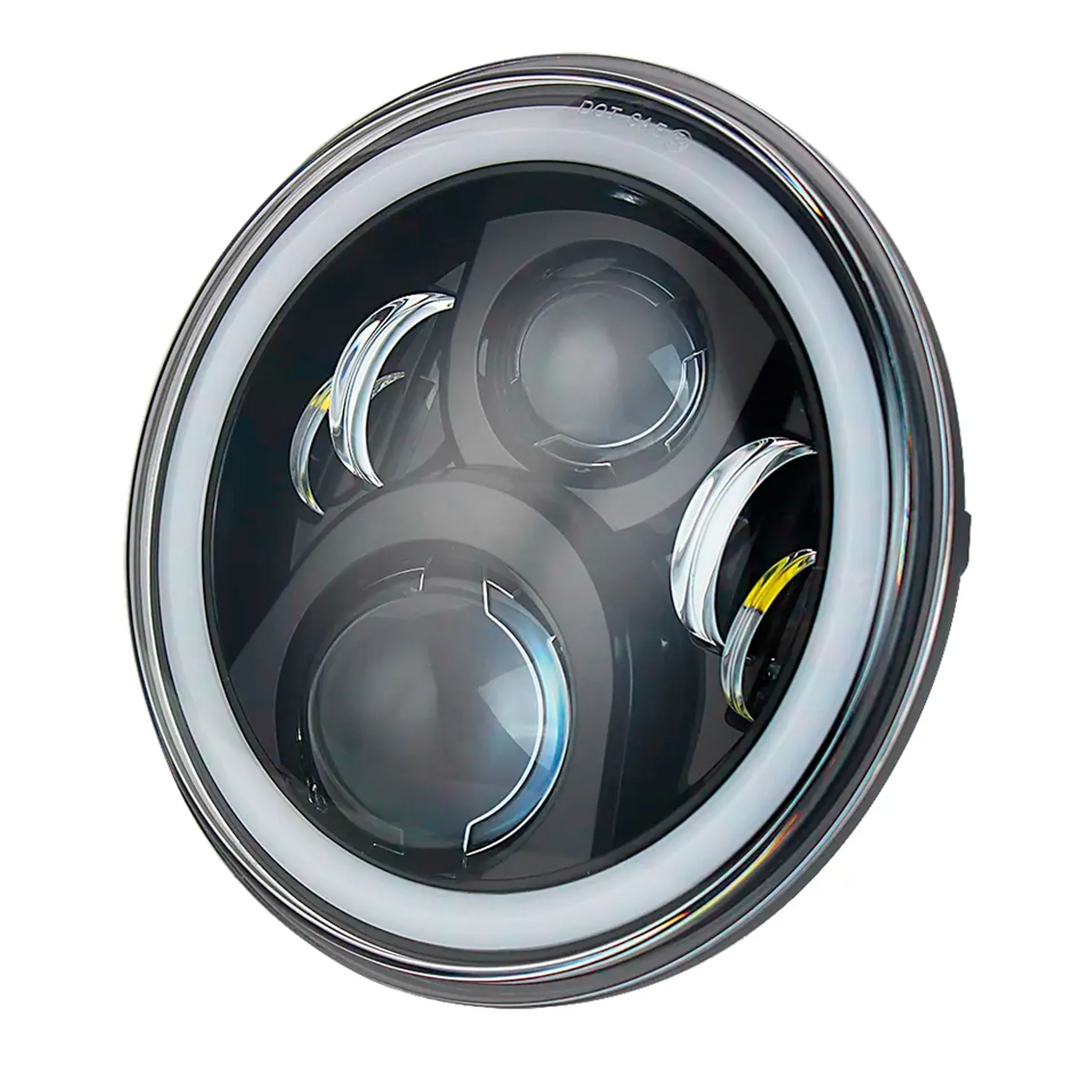 Eagle Lights 7" LED Headlight and 4.5" LED Passing Light Kit with Halo Rings for Harley and Indian Motorcycles - Generation II / Black / Halo Ring
