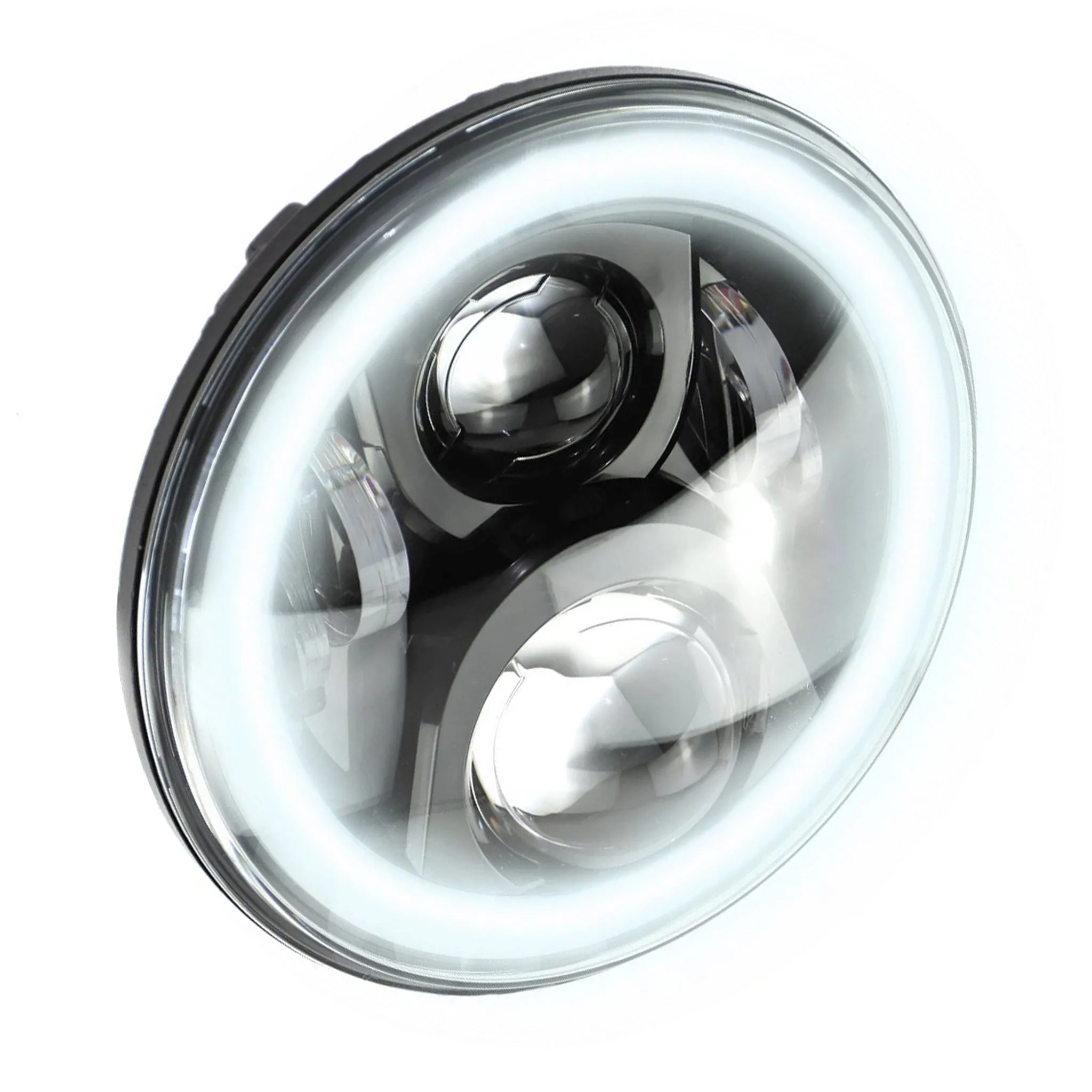 Eagle Lights 7" LED Headlight and 4.5" LED Passing Light Kit with Halo Rings for Harley and Indian Motorcycles - Generation II / Black / Halo Ring