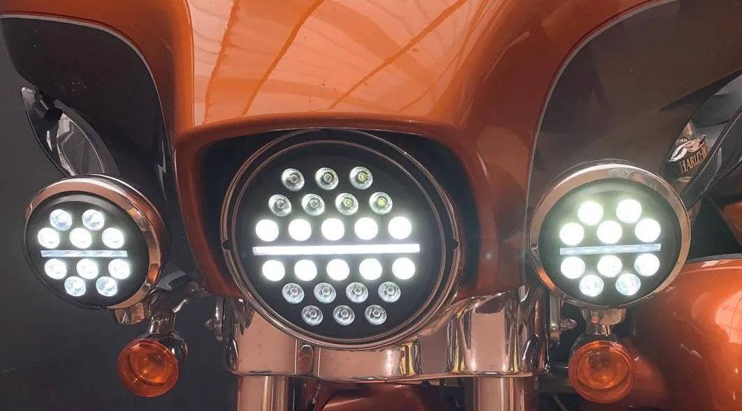 Eagle Lights Slim Line LED Headlight and Auxiliary Light Kit for Harley Davidson / Indian Motorcycle