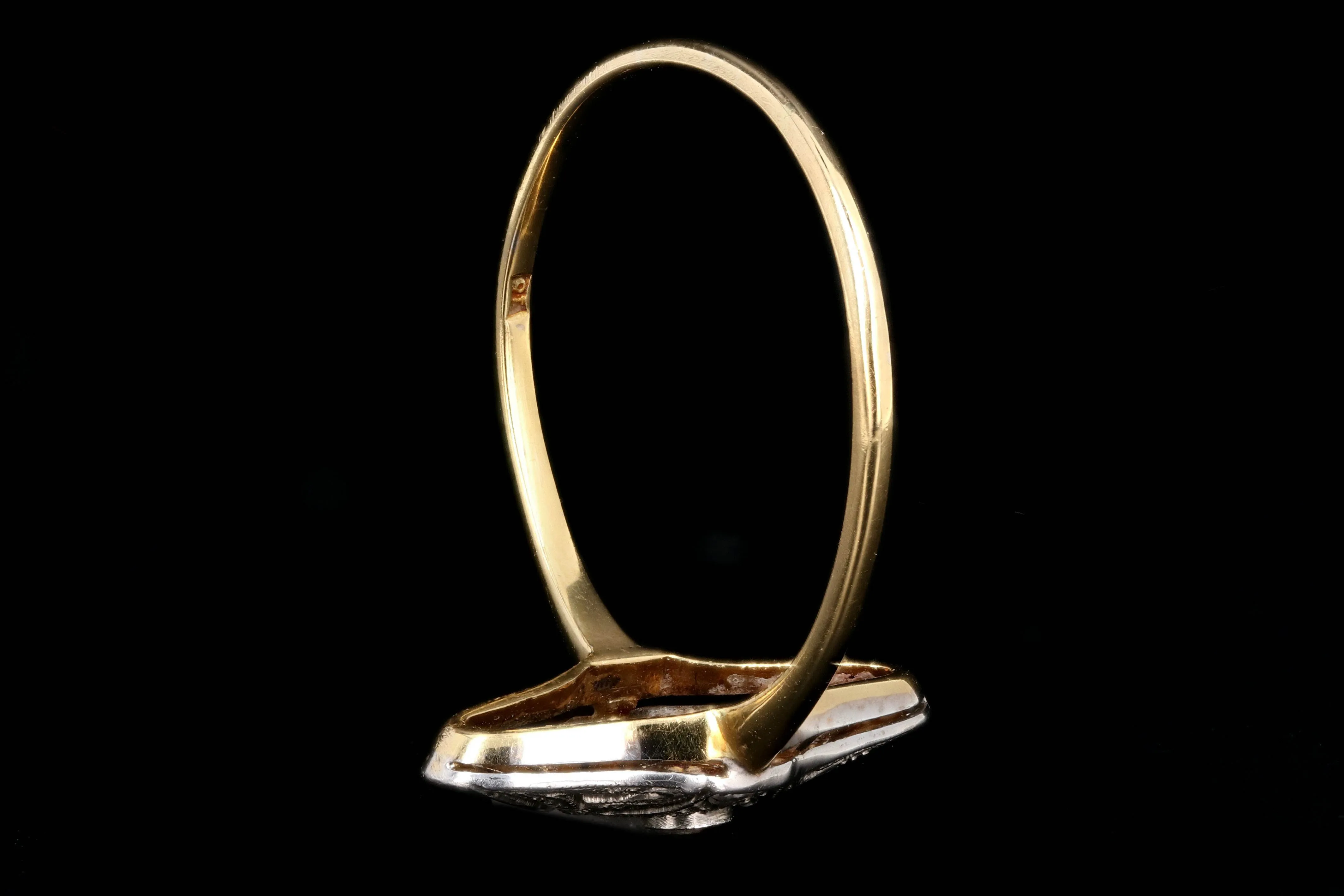 Edwardian 18K and Platinum Diamond Shield Style Ring
