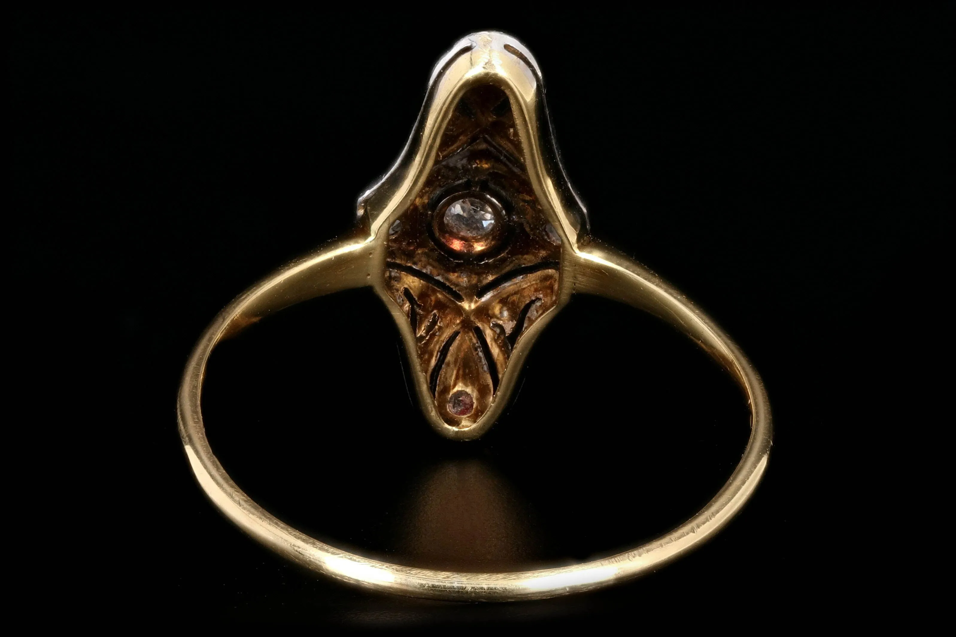 Edwardian 18K and Platinum Diamond Shield Style Ring