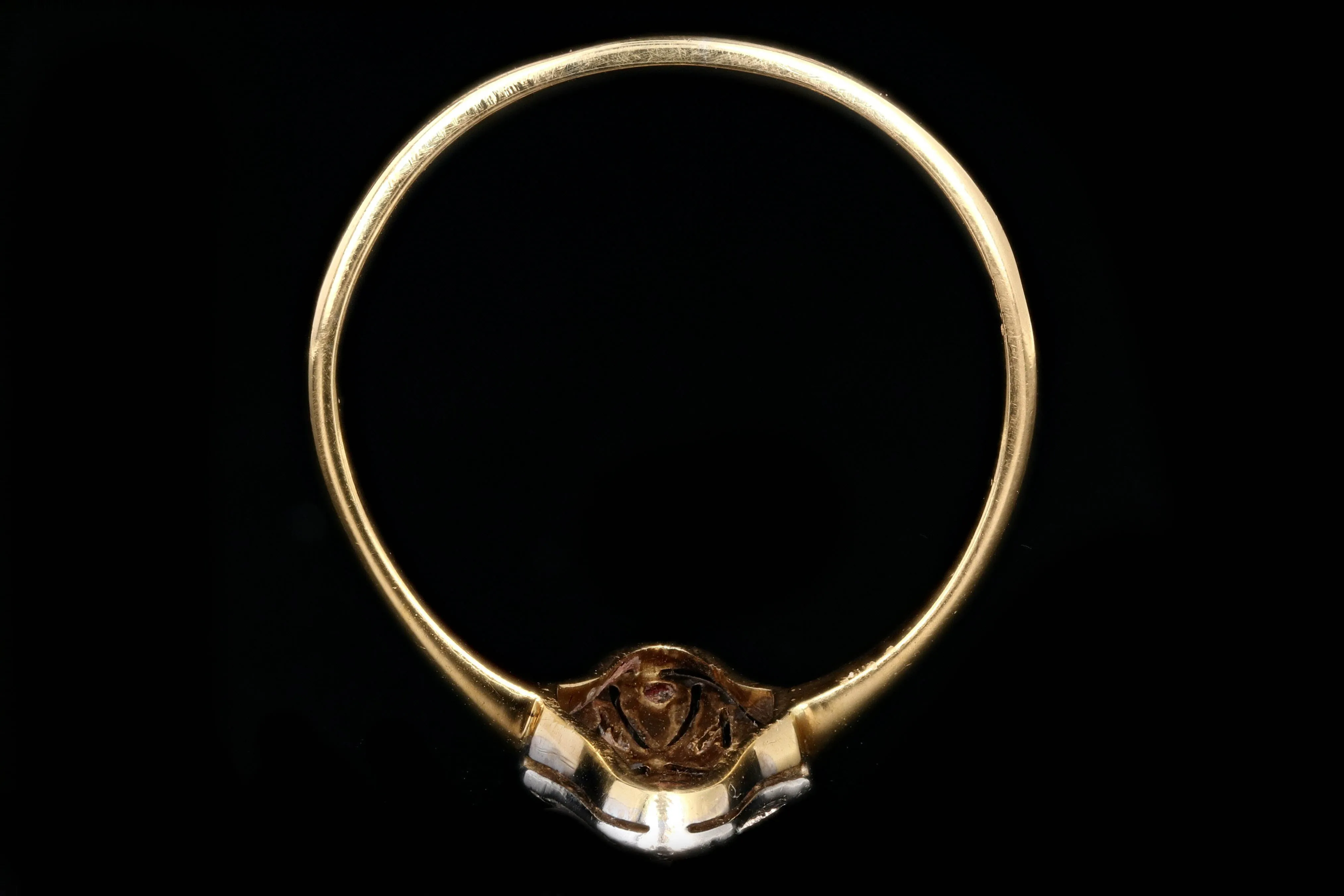 Edwardian 18K and Platinum Diamond Shield Style Ring