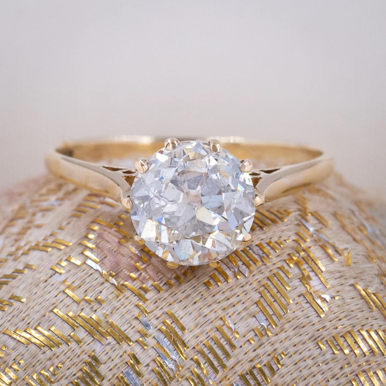 Edwardian 2.04 Carat Old European-Cut Diamond Ring