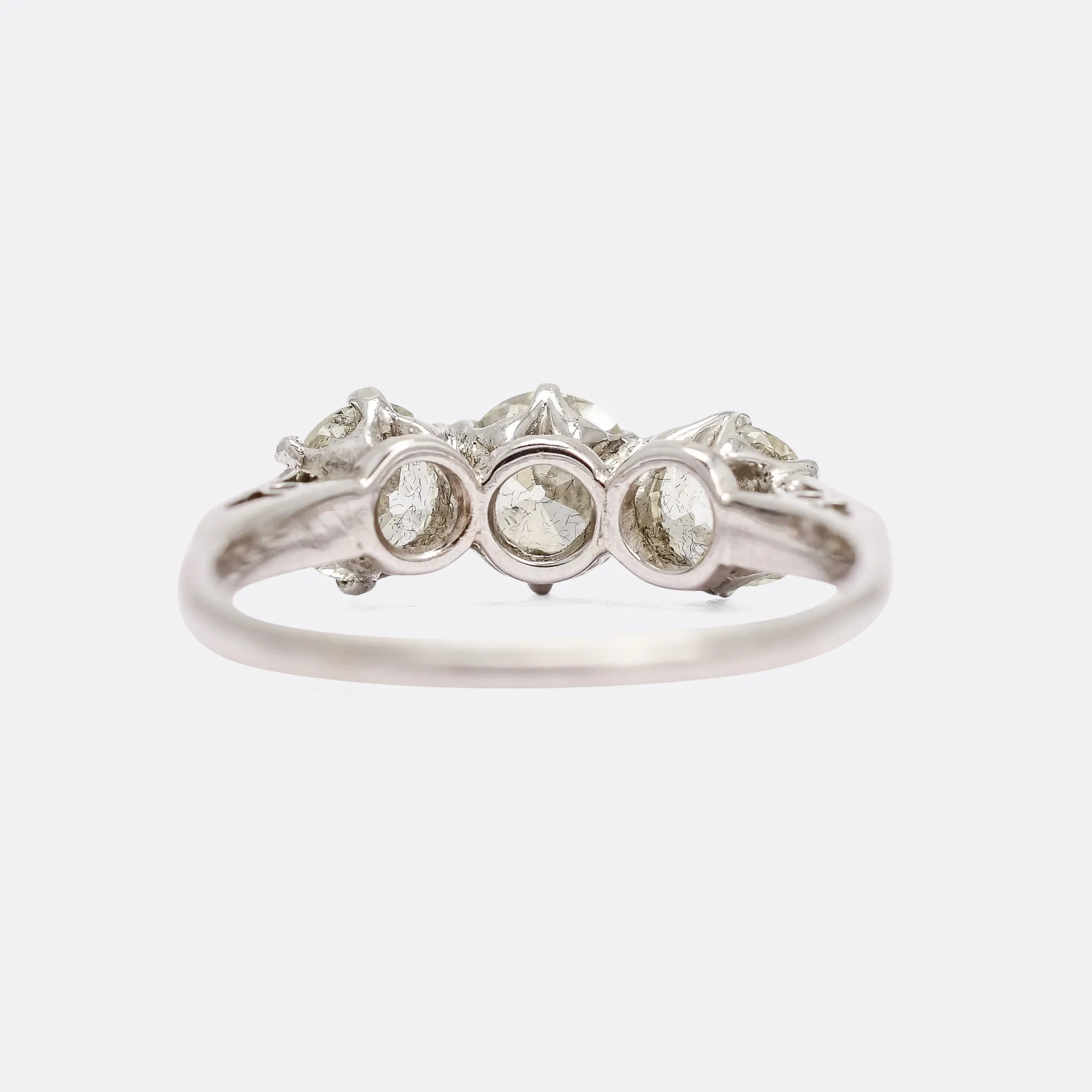 Edwardian 2.19ct Old Cut Diamond Trilogy Ring