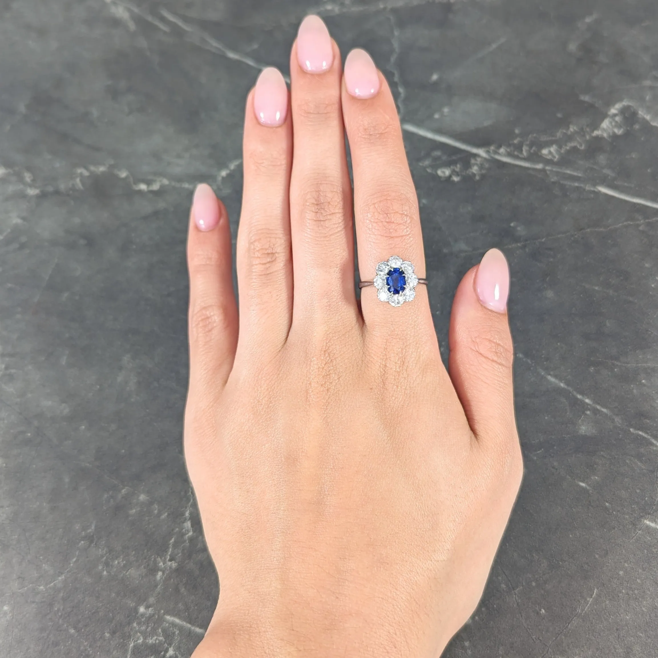 Edwardian 2.48 CTW No Heat Burma Sapphire Old European Cut Diamond Platinum Antique Halo Ring GIA