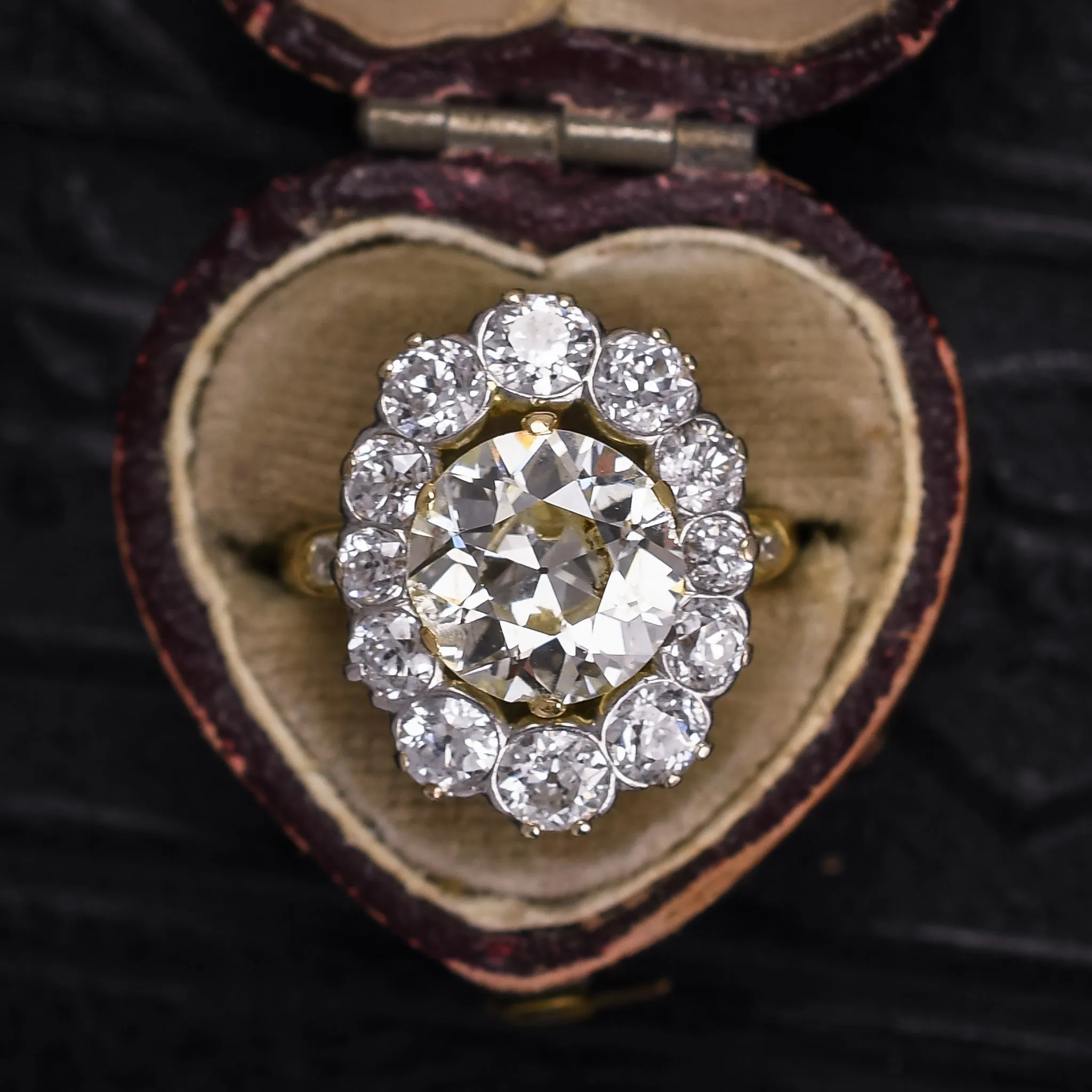 Edwardian 4.75ct Old Cut Diamond Cluster Ring
