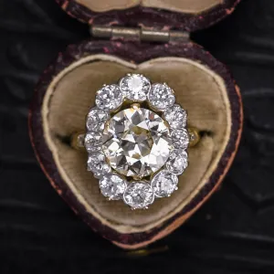 Edwardian 4.75ct Old Cut Diamond Cluster Ring