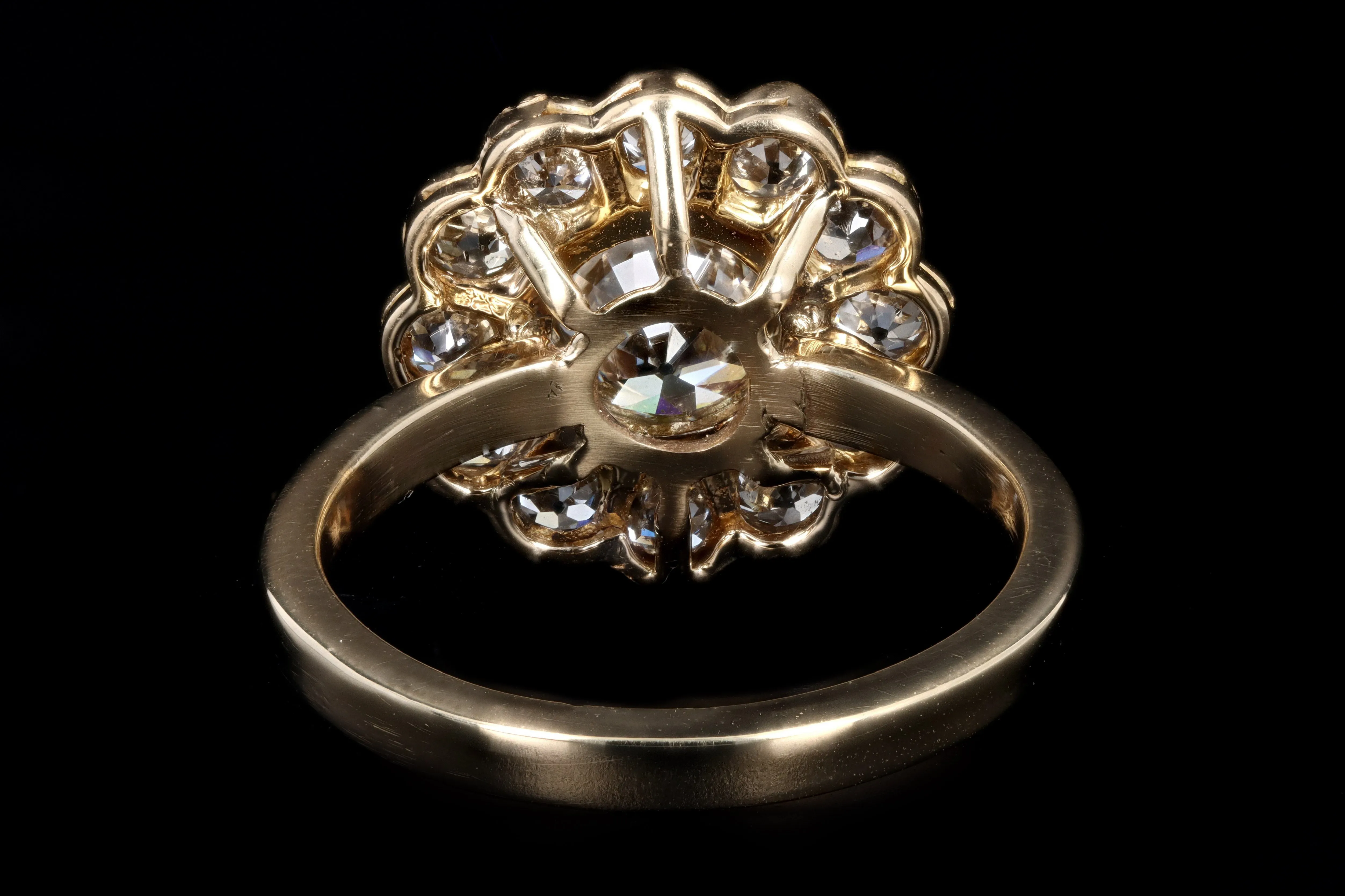 Edwardian Conversion 14K Yellow Gold 1.11 Carat Old European Cut Diamond Halo Ring GIA Certified