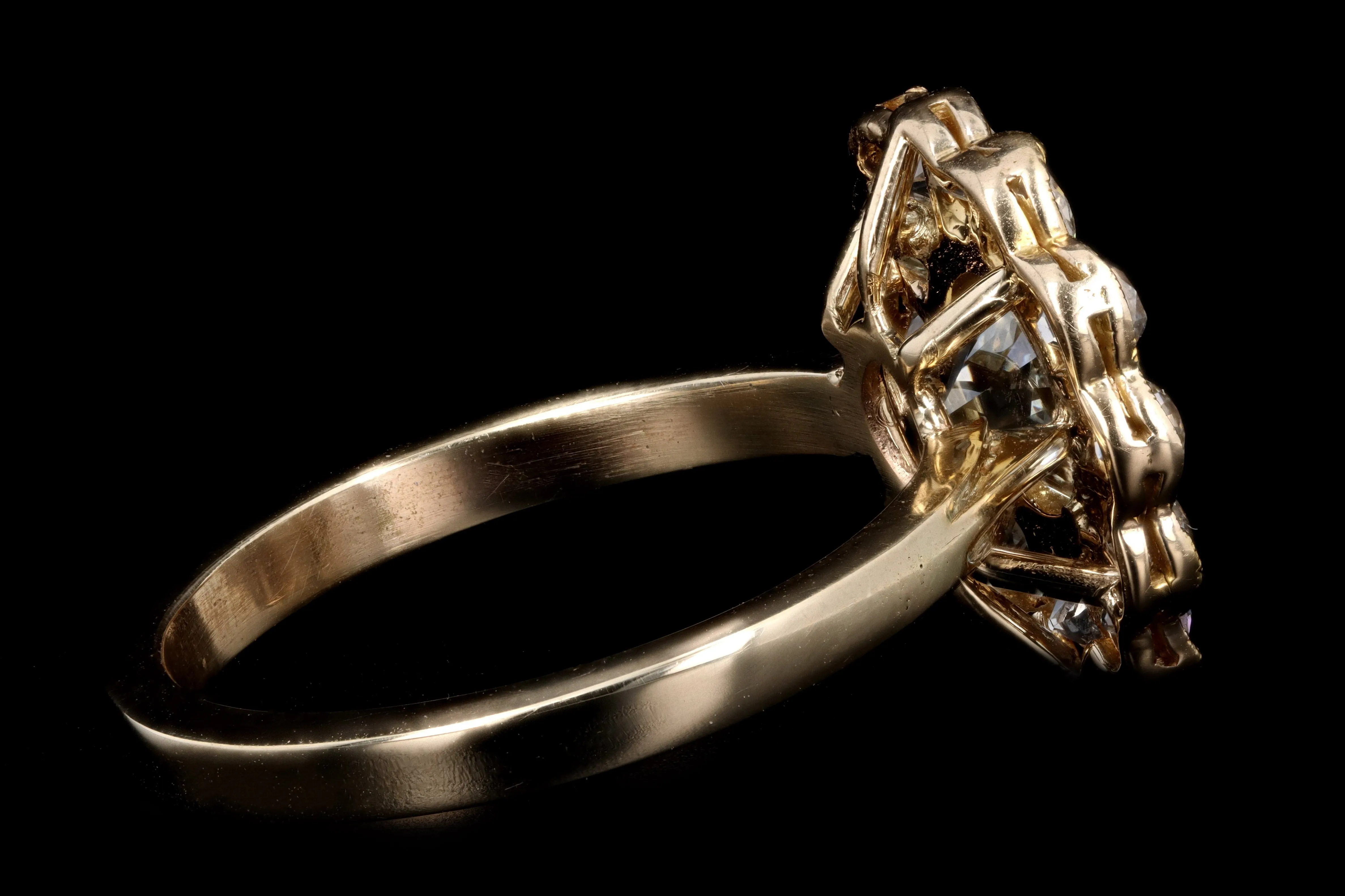 Edwardian Conversion 14K Yellow Gold 1.11 Carat Old European Cut Diamond Halo Ring GIA Certified