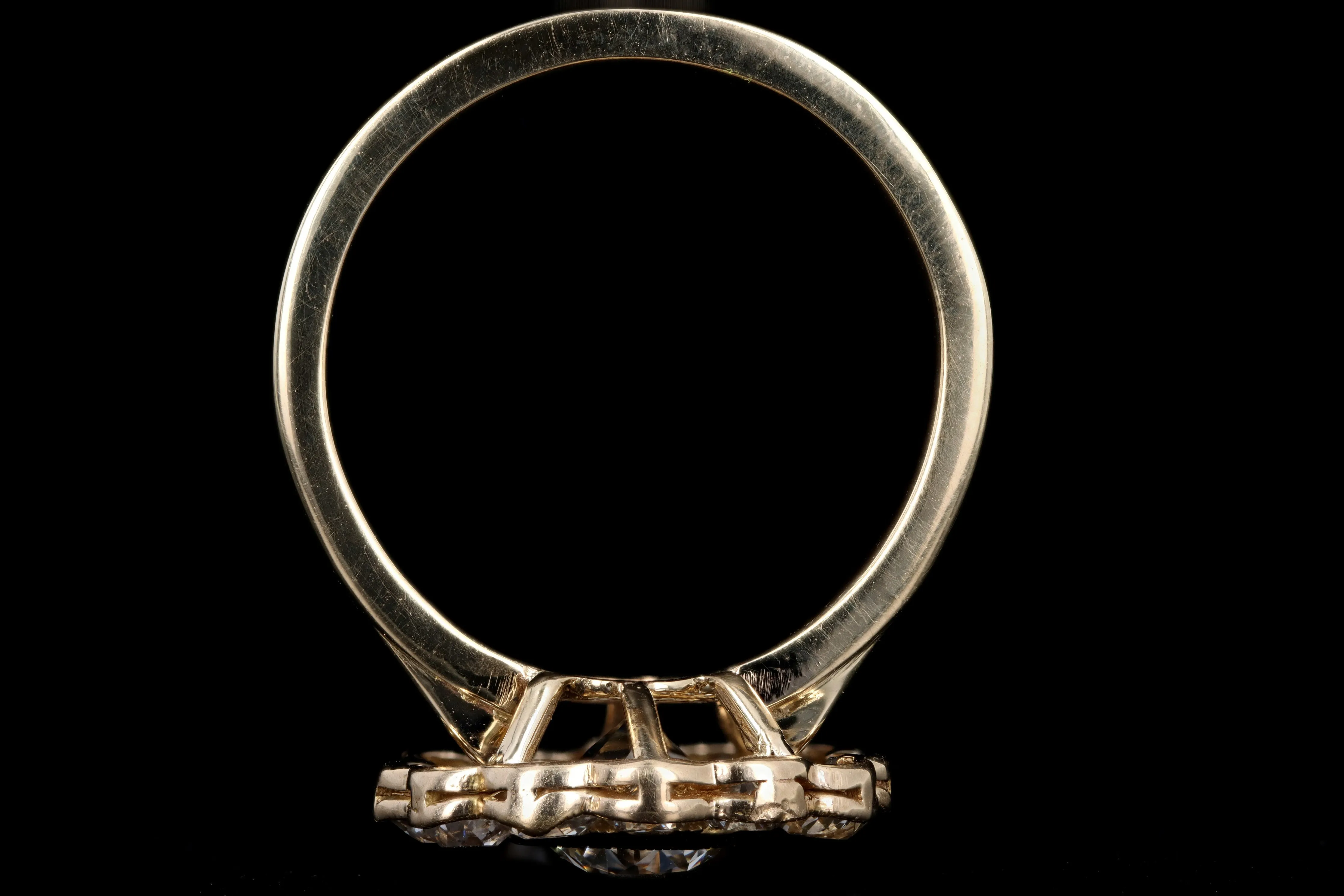 Edwardian Conversion 14K Yellow Gold 1.11 Carat Old European Cut Diamond Halo Ring GIA Certified
