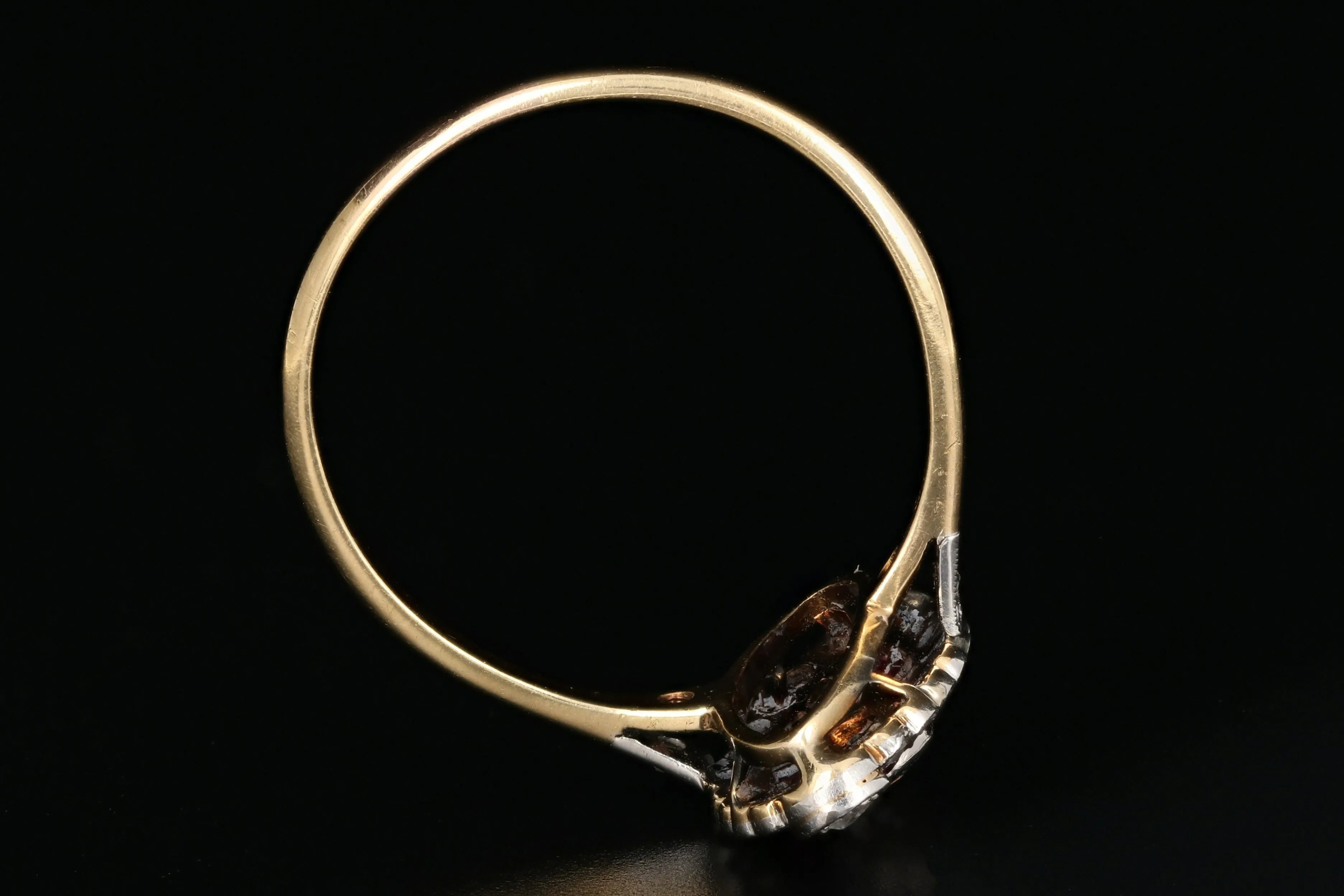 Edwardian French Ruby, Rose Cut & Old European Cut Diamond Ring
