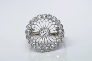 EDWARDIAN OLD EUROPEAN CUT DIAMOND RING IN PLATINUM AND GOLD