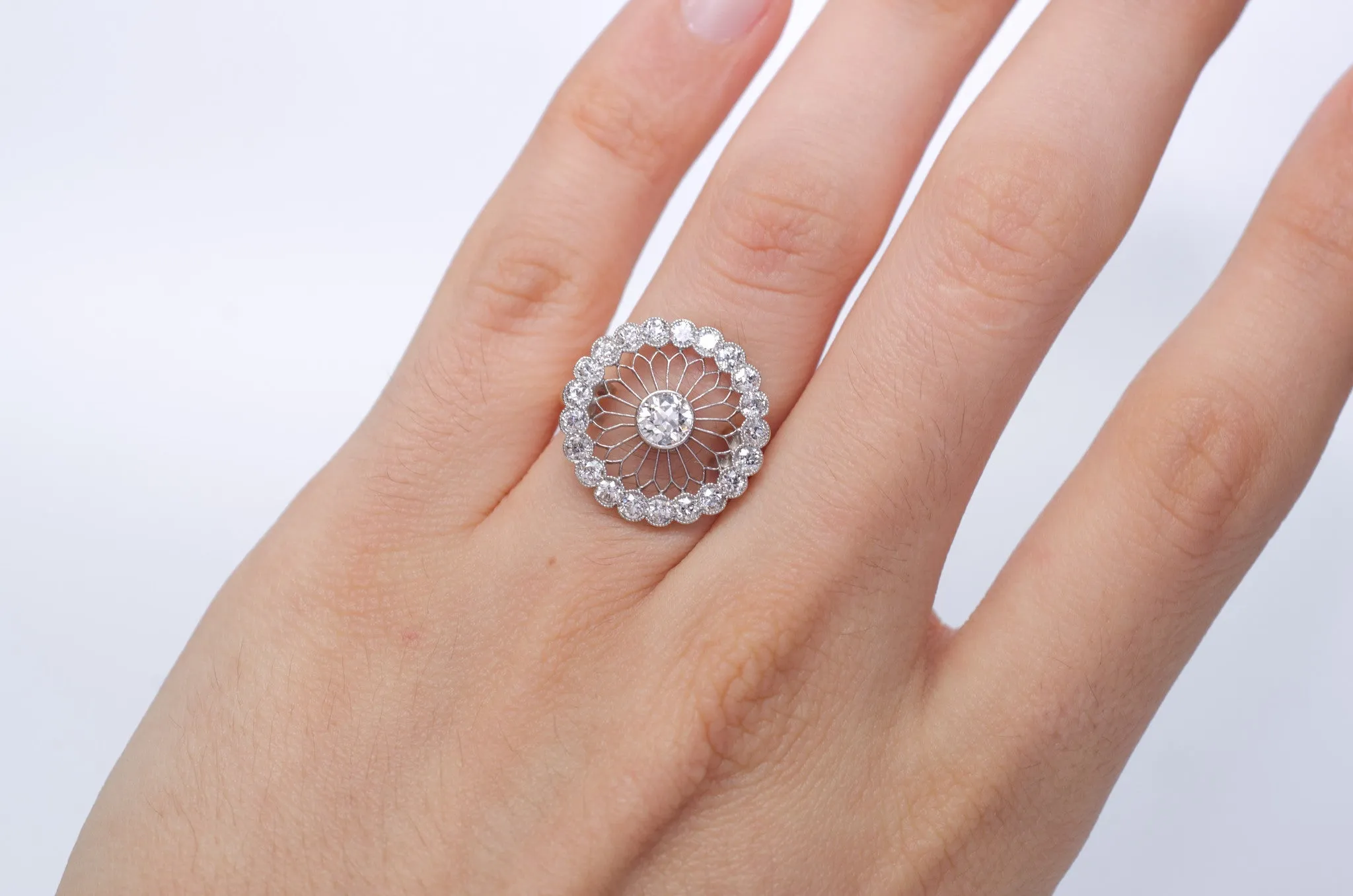 EDWARDIAN OLD EUROPEAN CUT DIAMOND RING IN PLATINUM AND GOLD