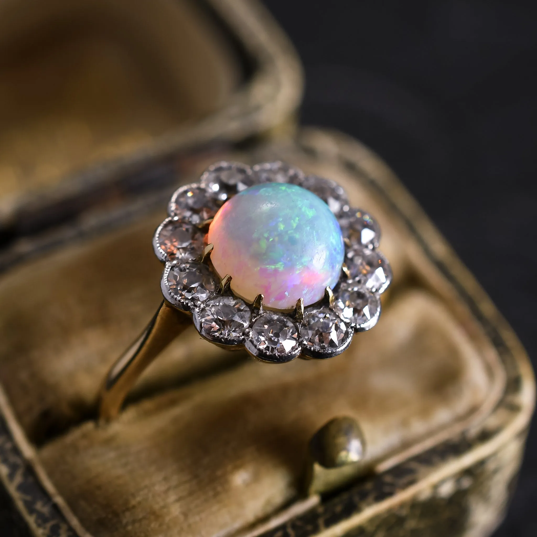 Edwardian Opal & Diamond Cluster Ring