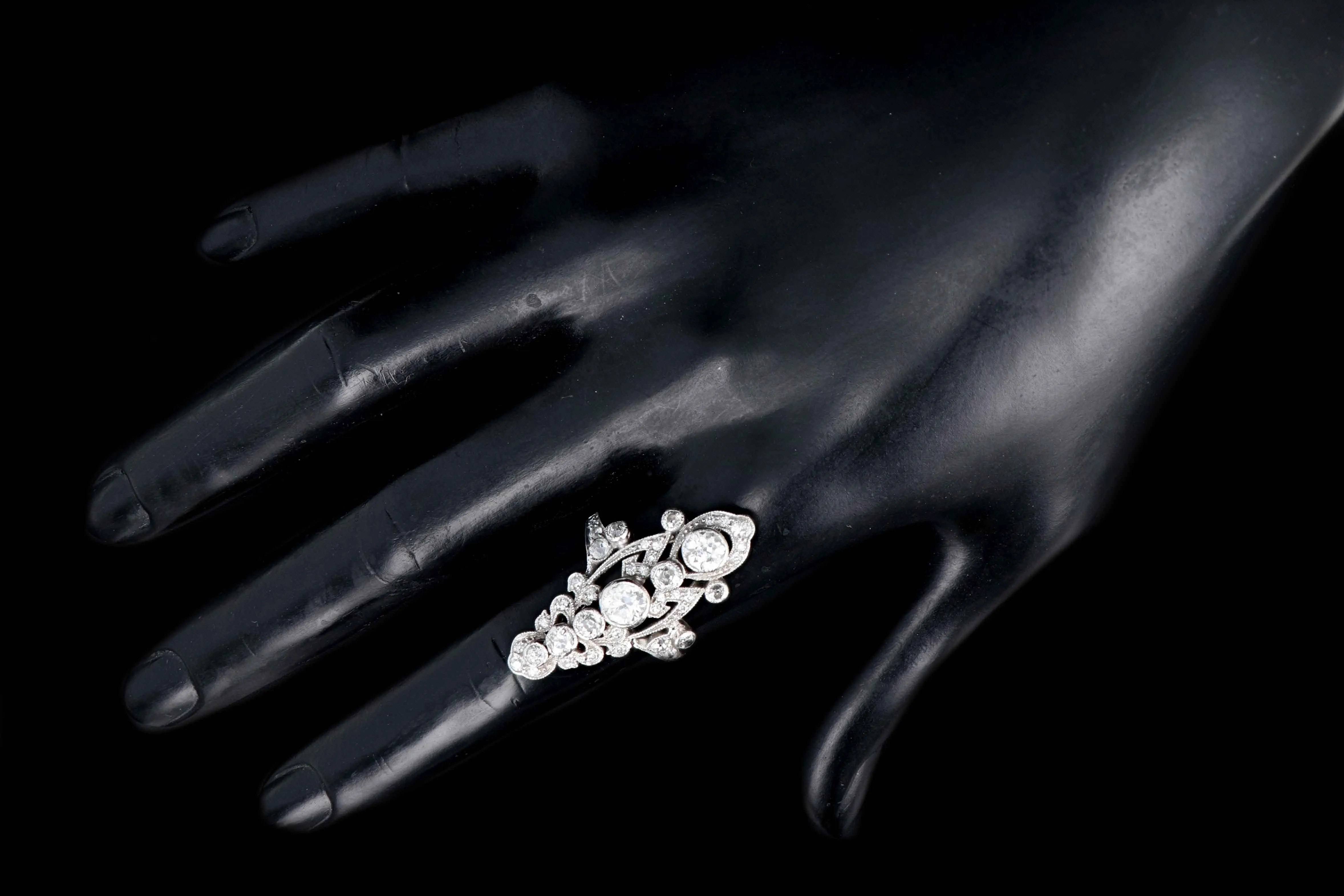 Edwardian Platinum .60 Old European Cut Diamond Statement Ring