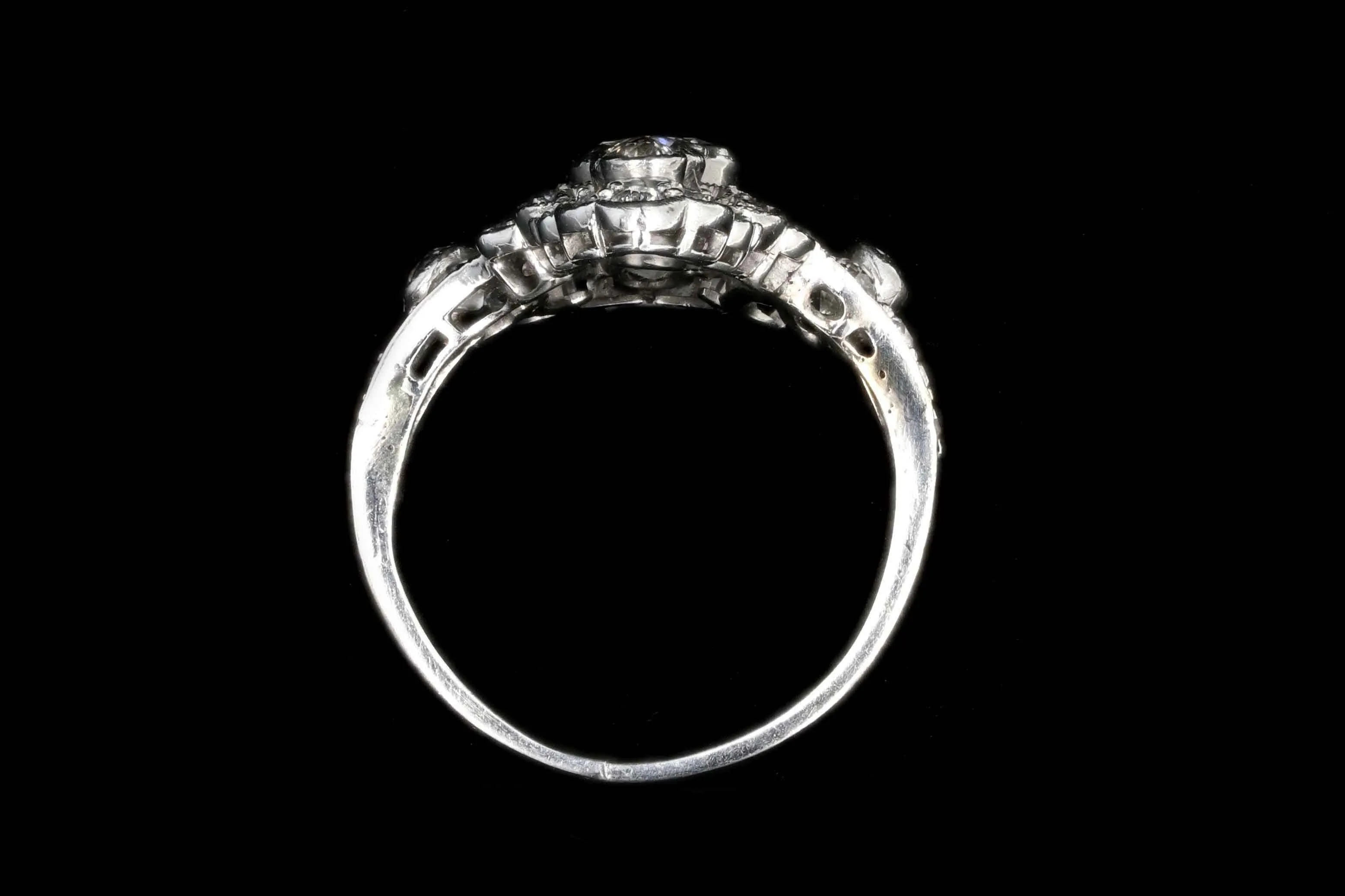 Edwardian Platinum .60 Old European Cut Diamond Statement Ring