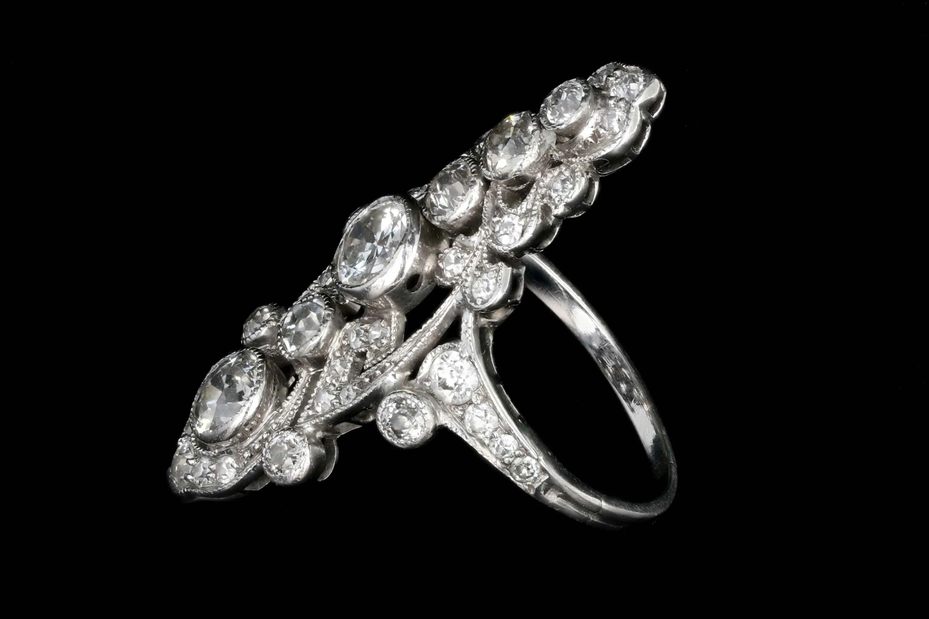 Edwardian Platinum .60 Old European Cut Diamond Statement Ring