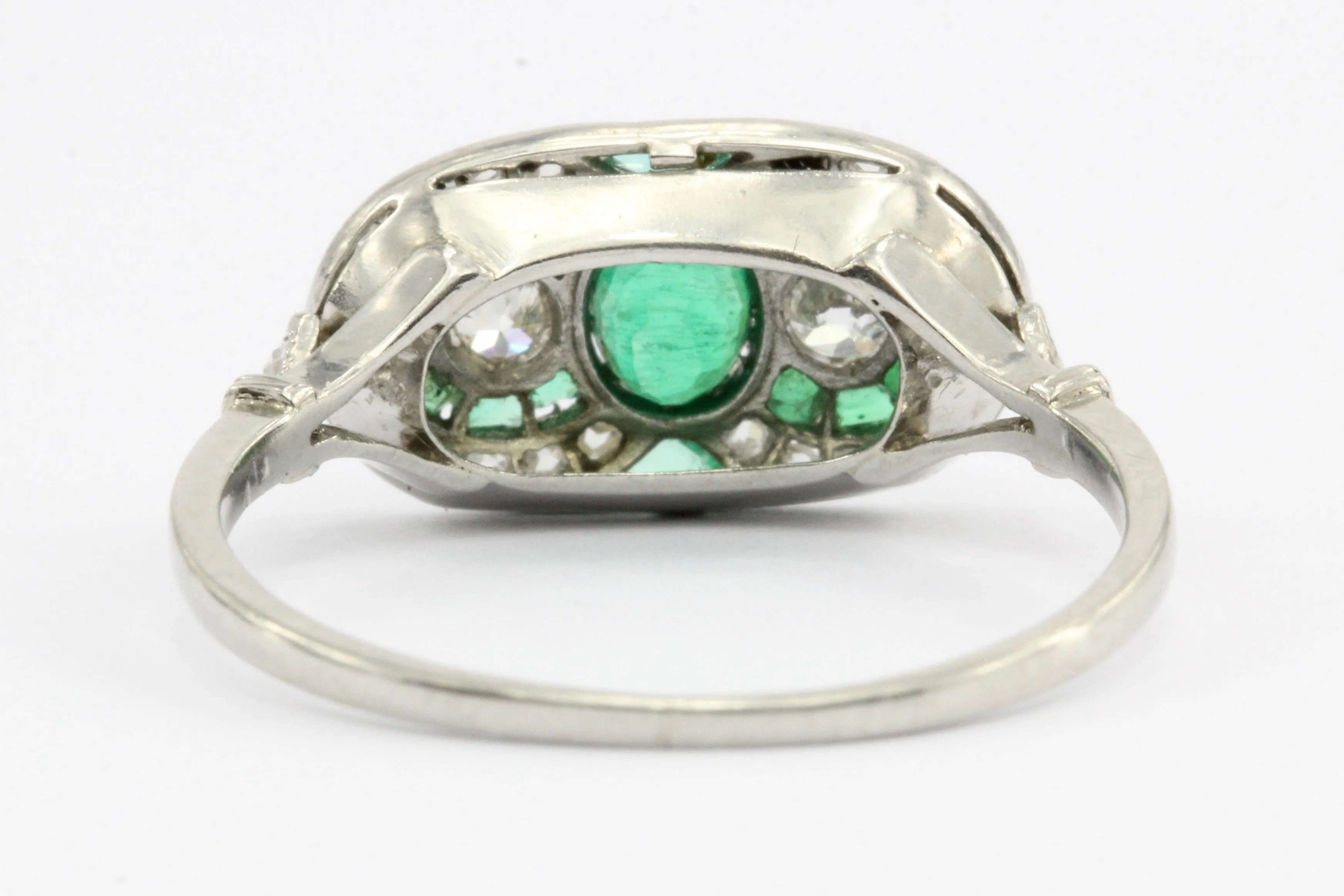 Edwardian Platinum Emerald & Rose Cut Diamond Ring C.1905