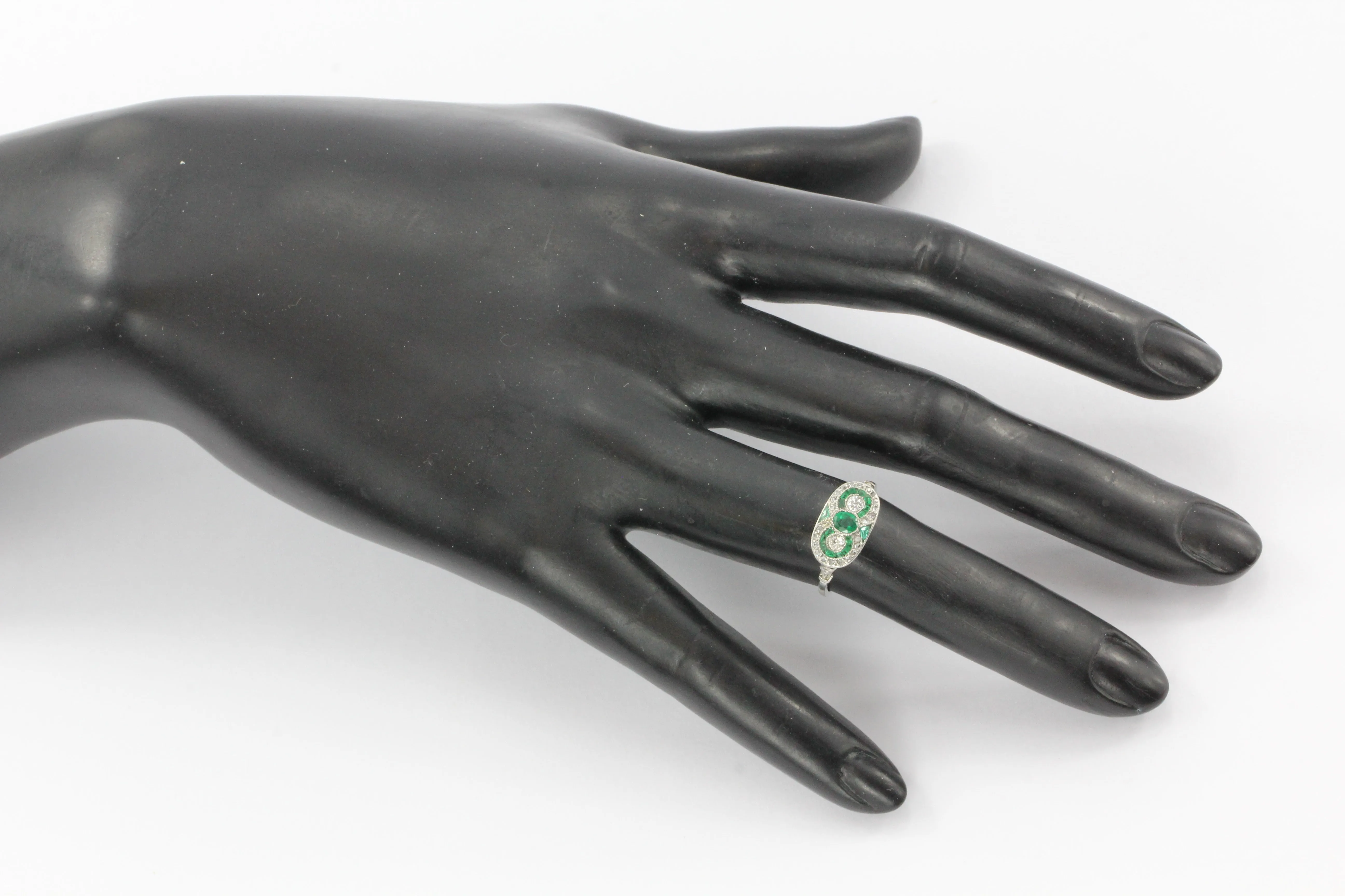 Edwardian Platinum Emerald & Rose Cut Diamond Ring C.1905