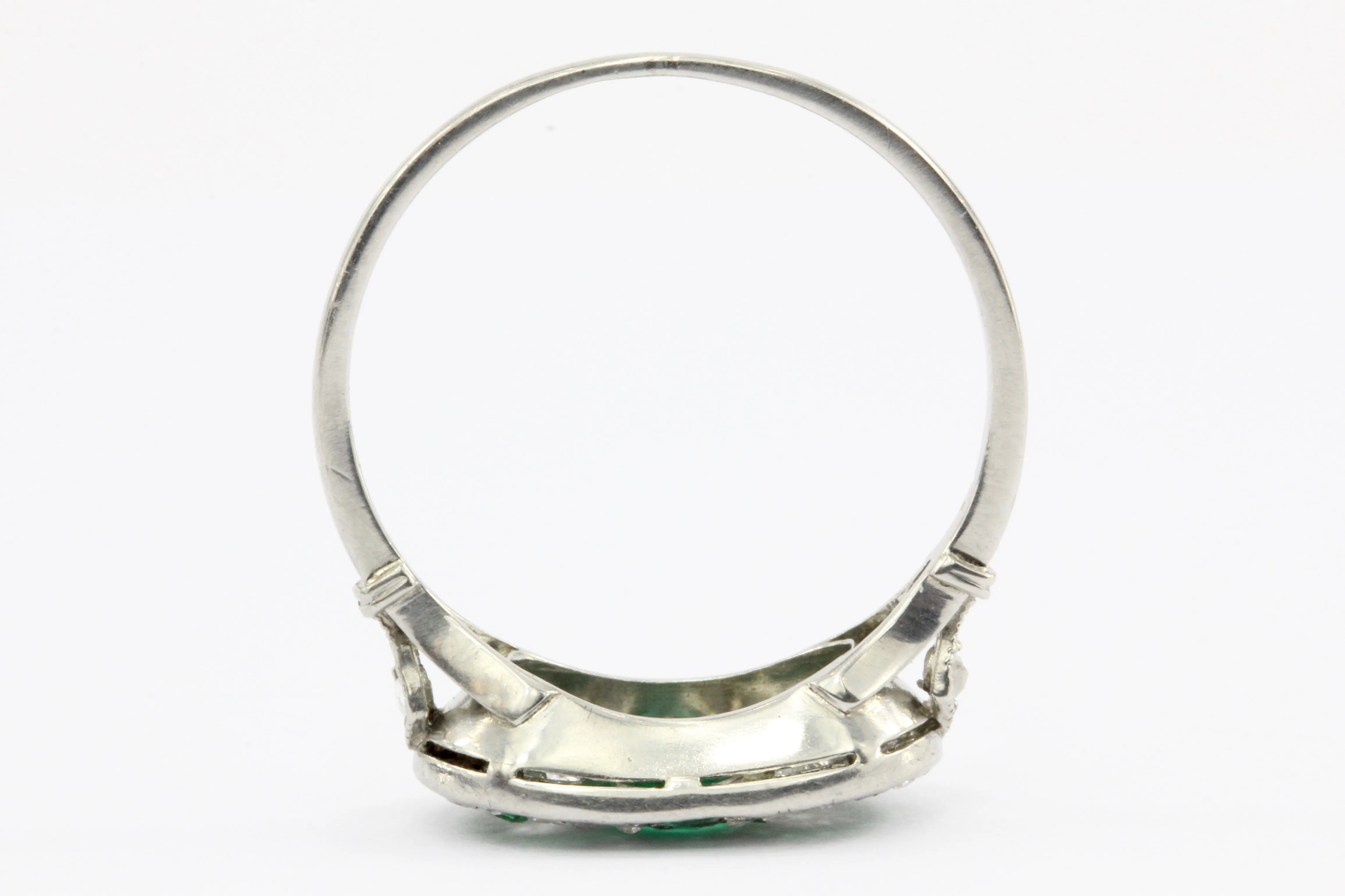 Edwardian Platinum Emerald & Rose Cut Diamond Ring C.1905