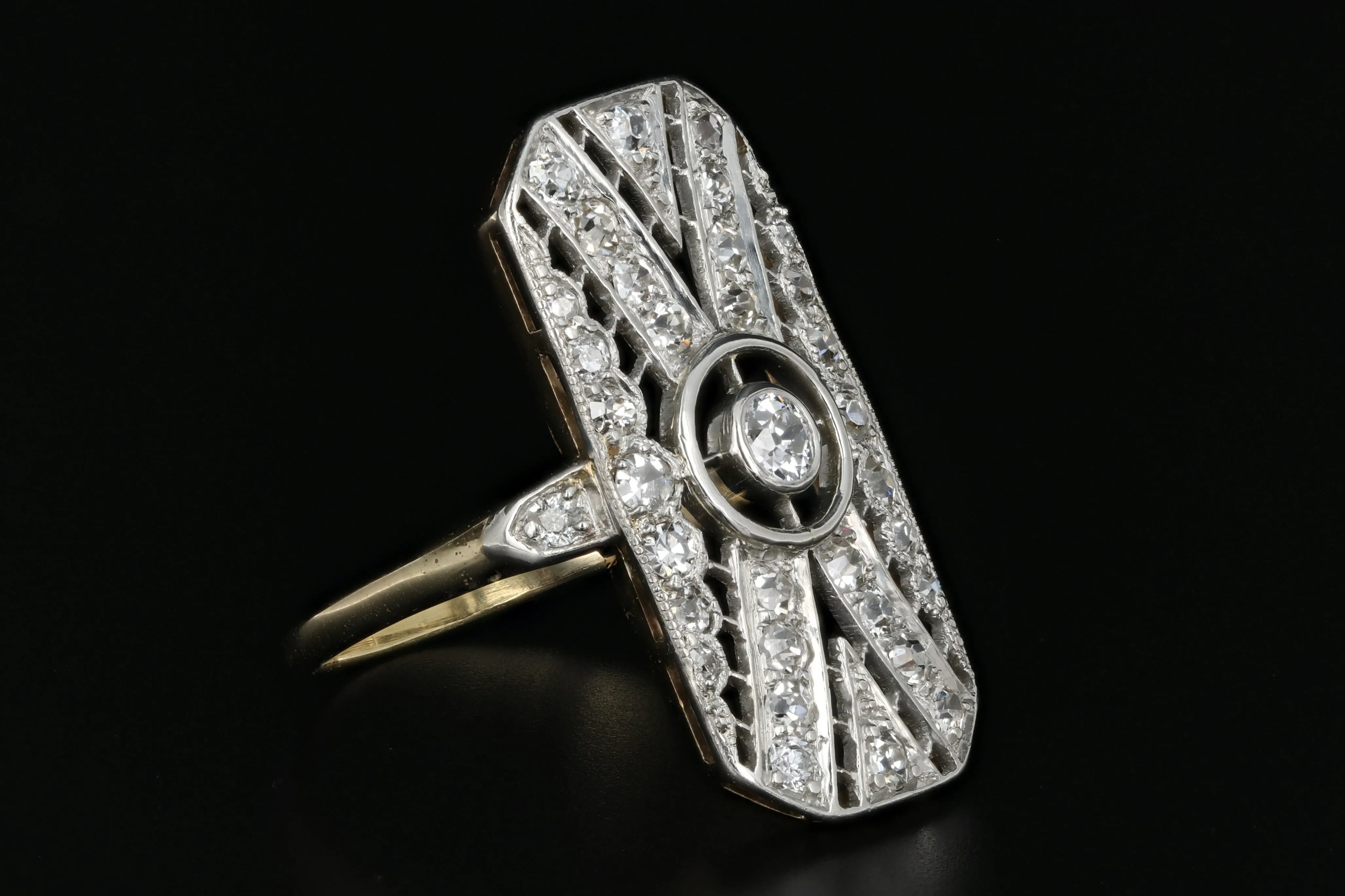 Edwardian Platinum Top 18k Yellow Gold .5 Carat Diamond Ring