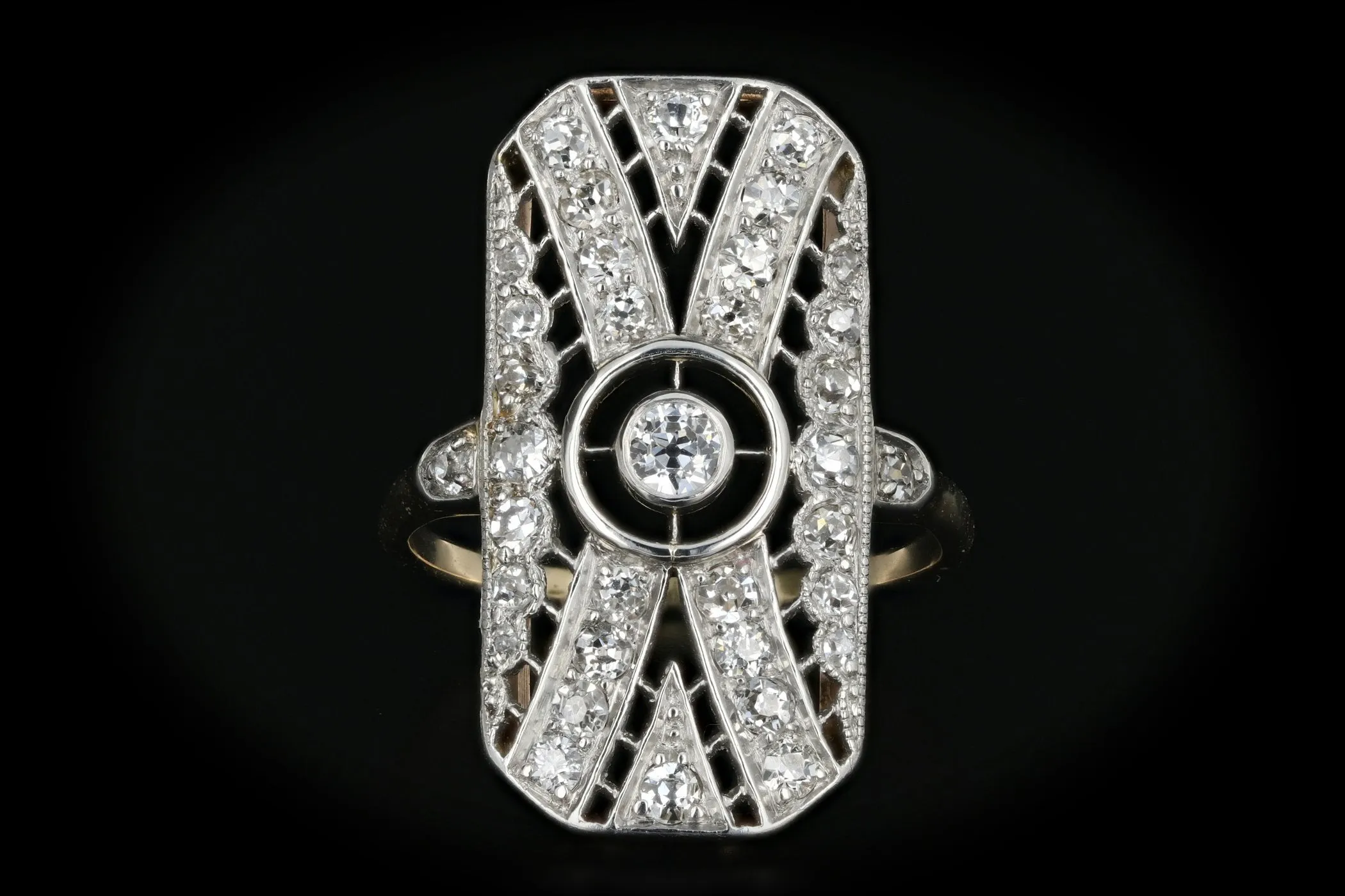 Edwardian Platinum Top 18k Yellow Gold .5 Carat Diamond Ring