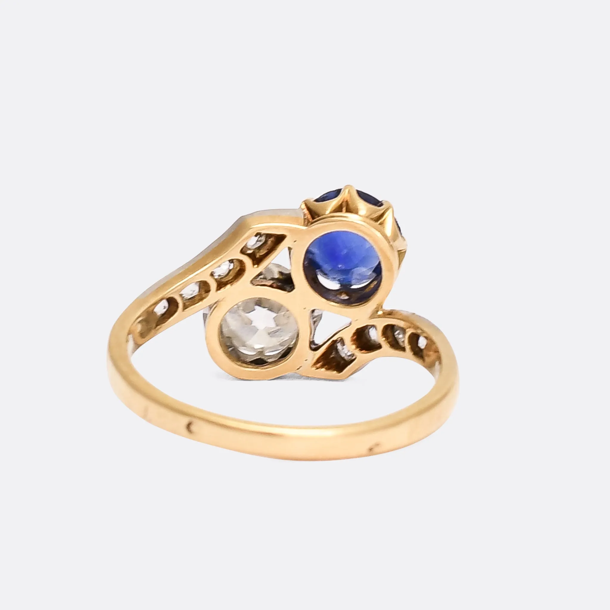 Edwardian Sapphire & Diamond "Toi Et Moi" Engagement Ring