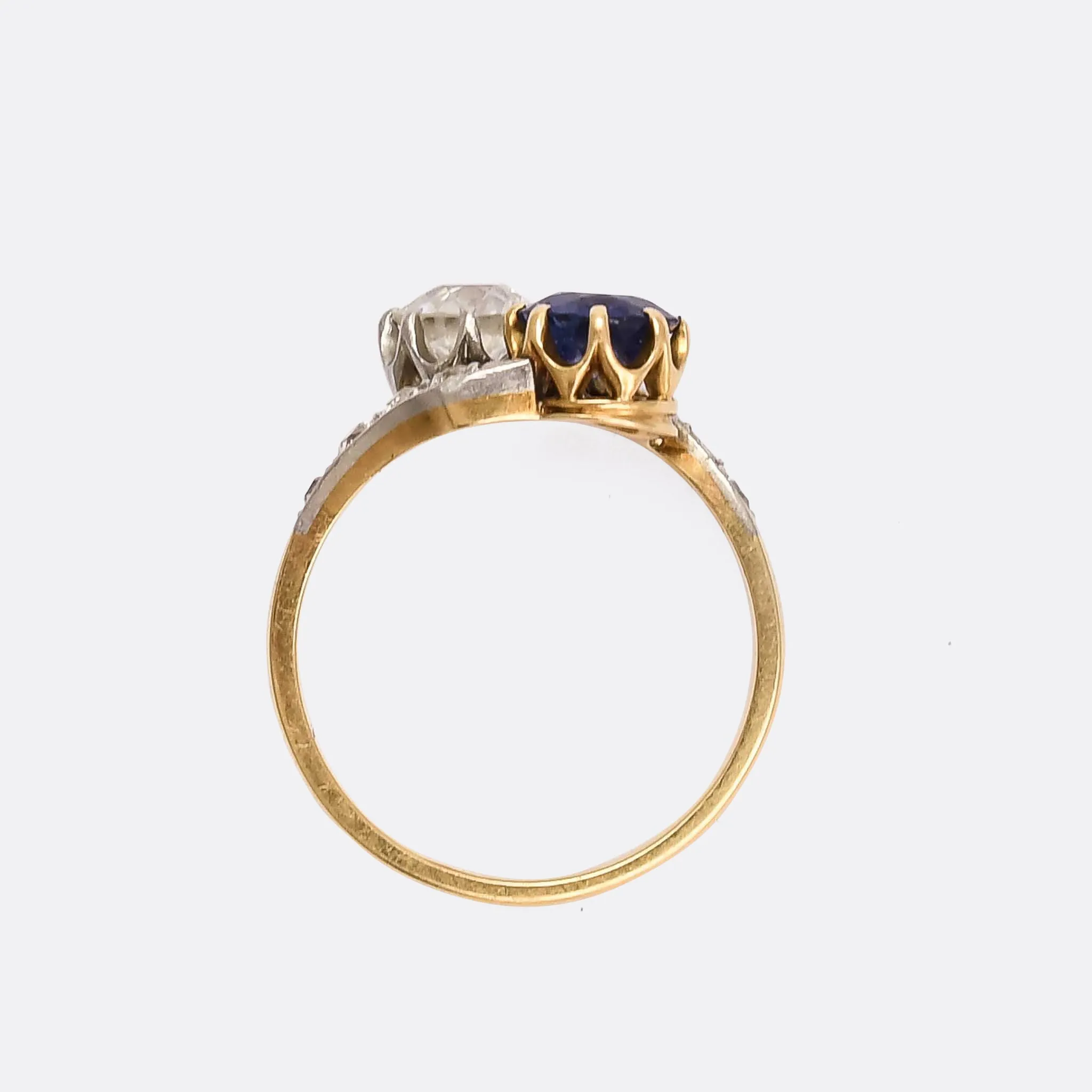 Edwardian Sapphire & Diamond "Toi Et Moi" Engagement Ring